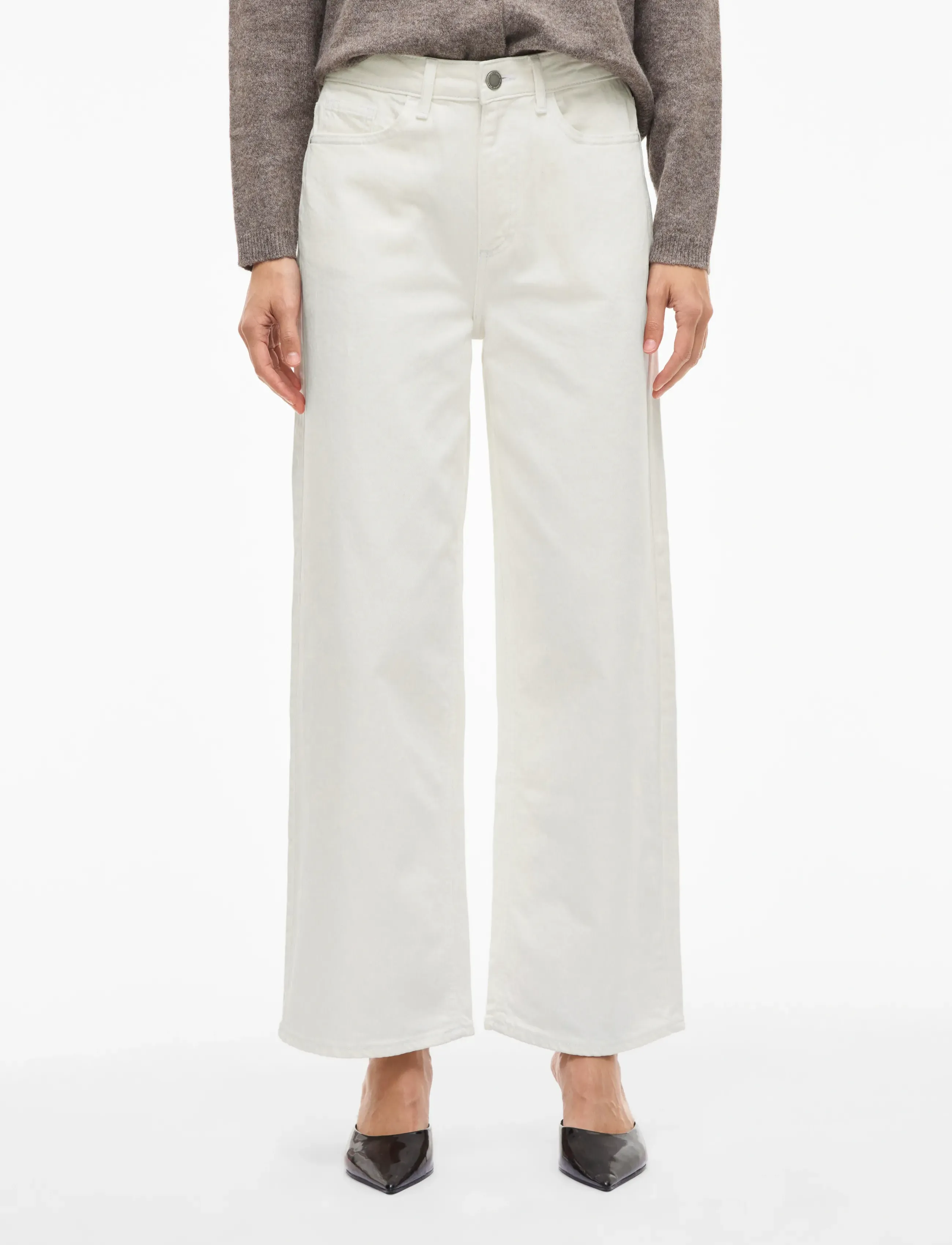 Vila VIFREYA JAF HW WIDE JEANS - NOOS - Kläder - CLOUD DANCER / white