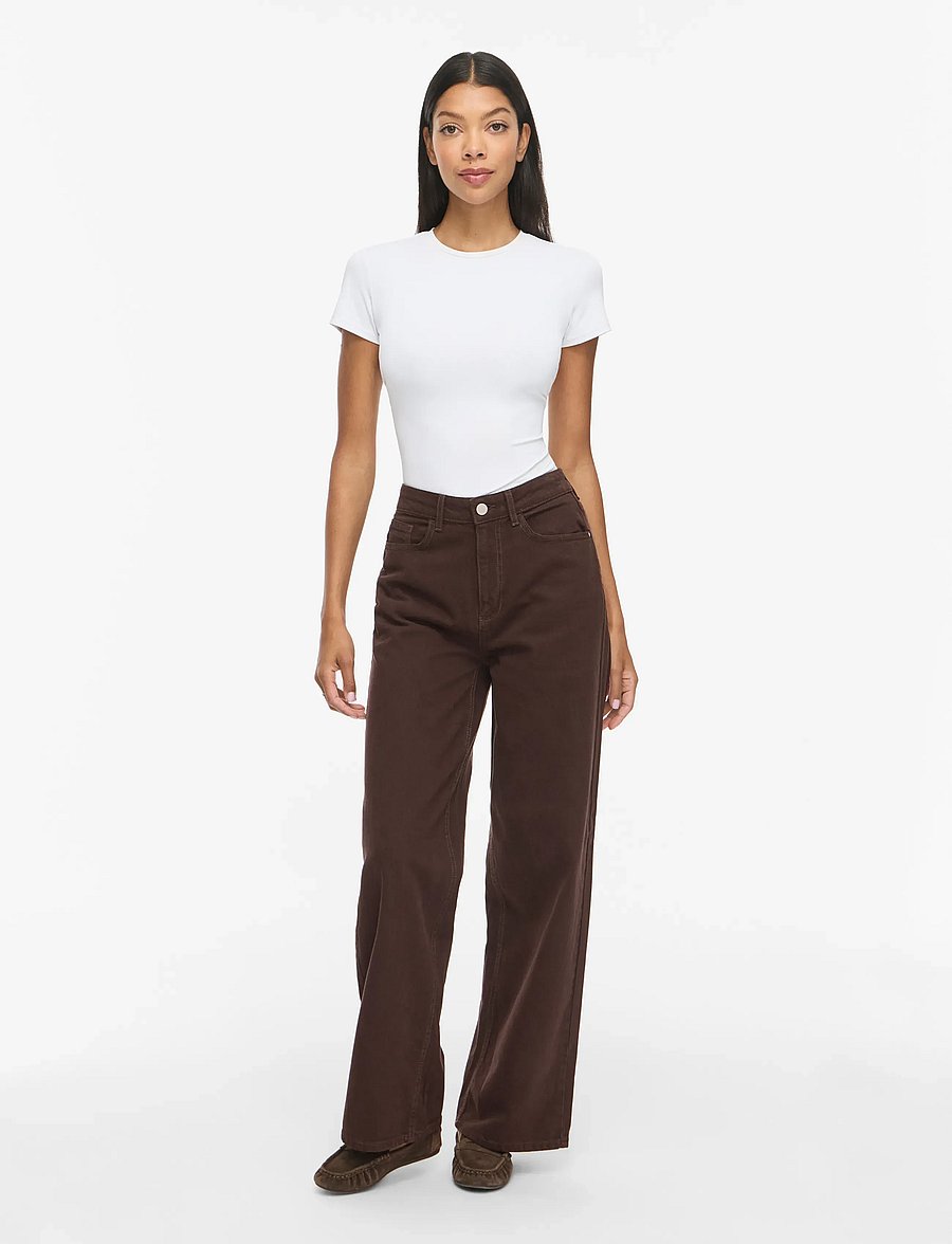 Vila - VIFREYA JAF HW WIDE JEANS - NOOS - hosen mit weitem bein - coffee bean - 4