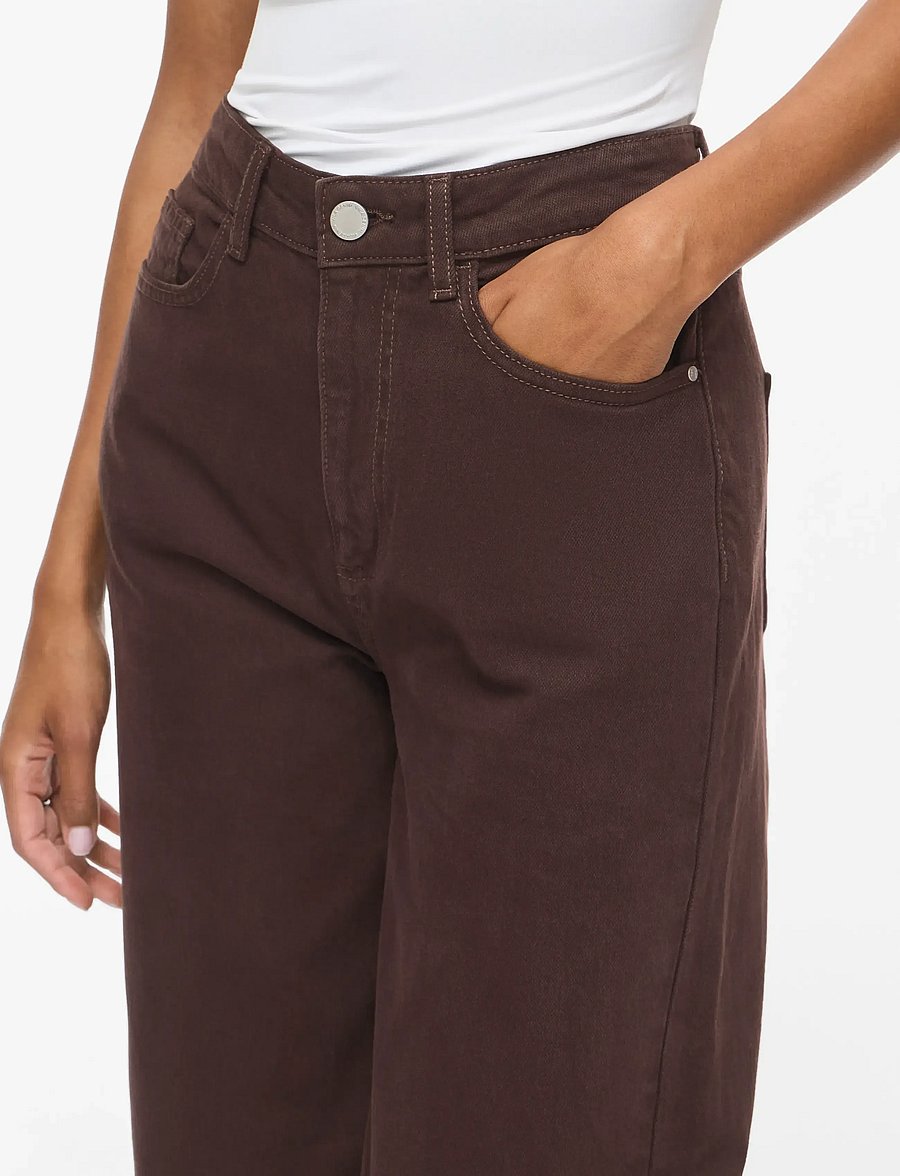 Vila - VIFREYA JAF HW WIDE JEANS - NOOS - hosen mit weitem bein - coffee bean - 5