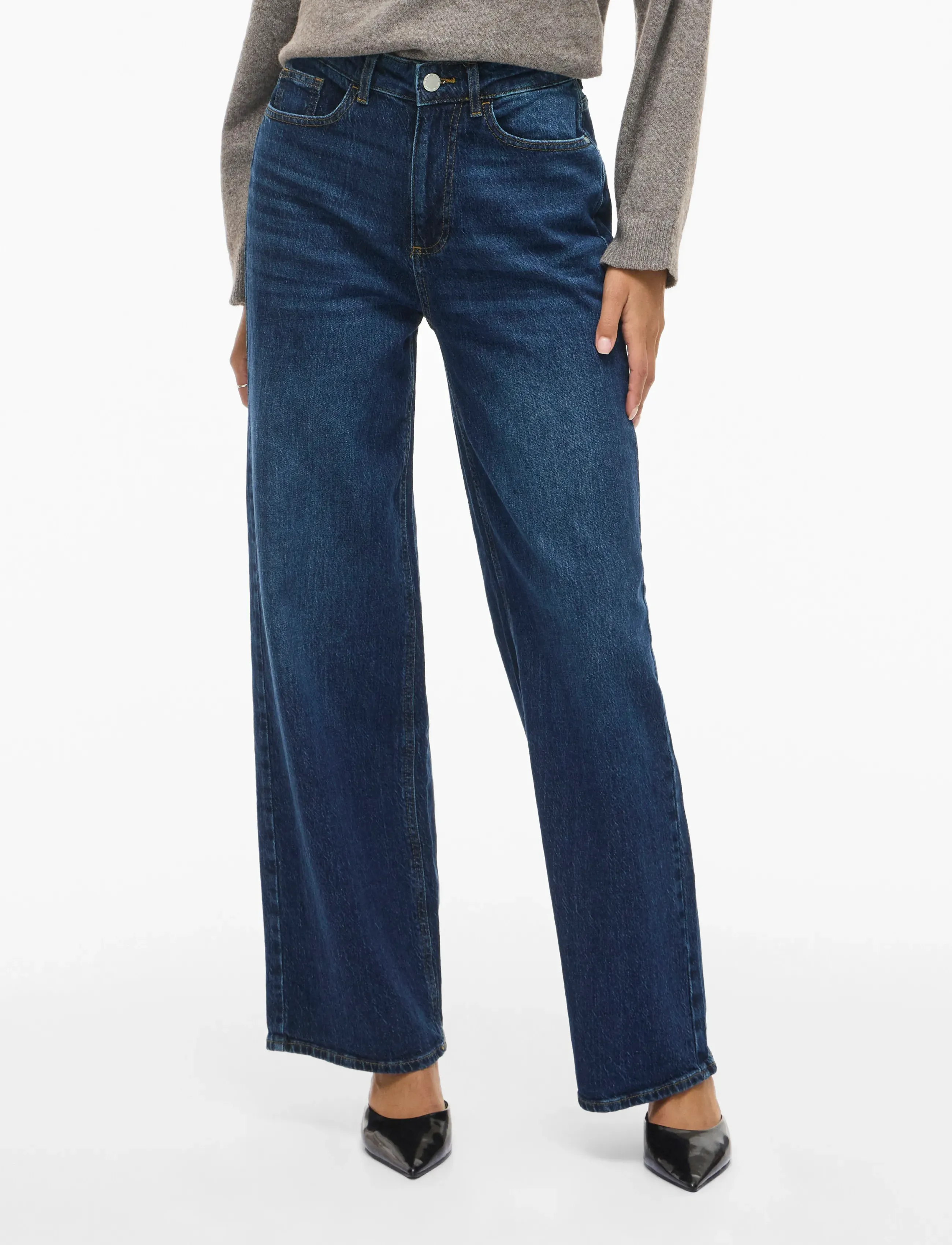 Vila VIFREYA JAF HW WIDE JEANS - NOOS - Vila - DARK BLUE DENIM / blue