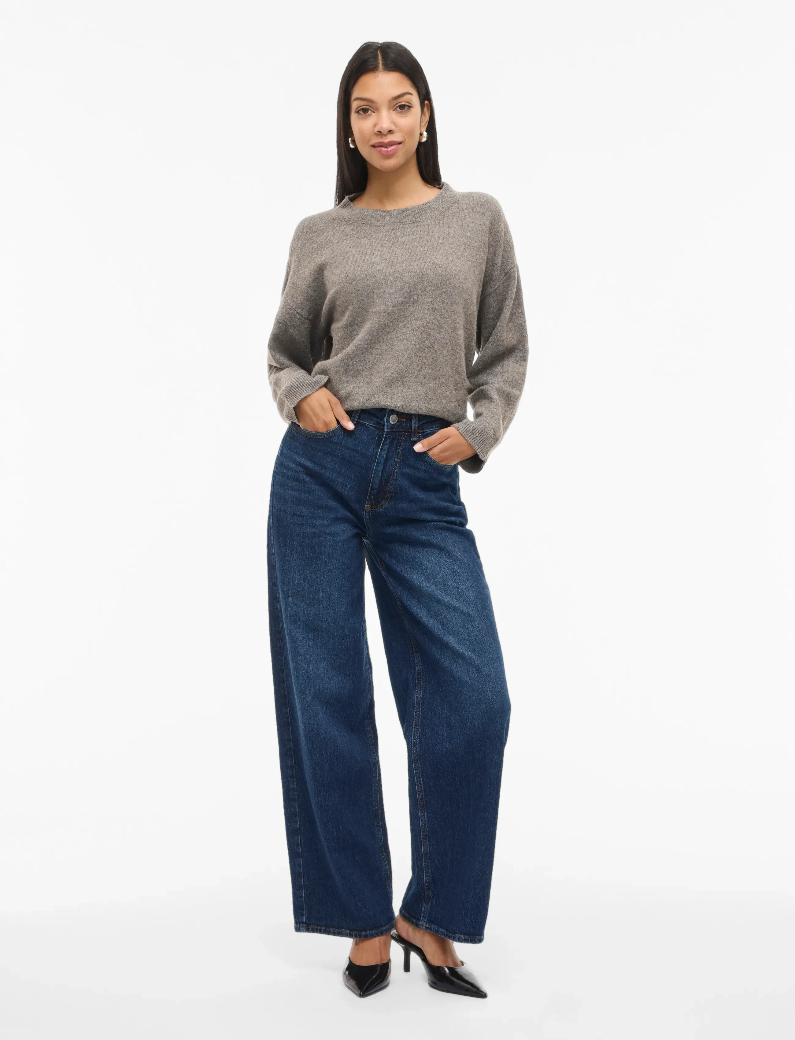 Vila - VIFREYA JAF HW WIDE JEANS - NOOS - laia säärega teksad - dark blue denim - 4