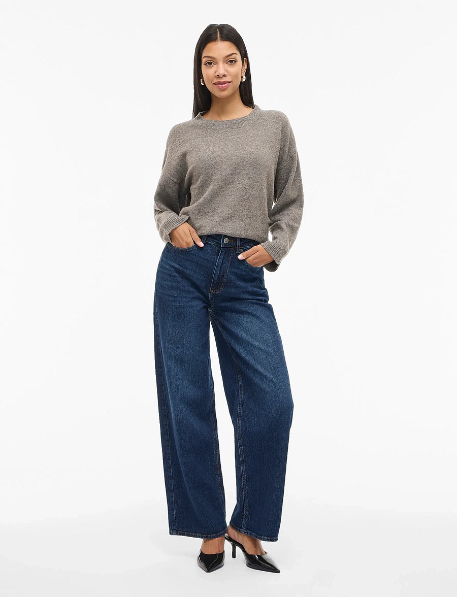 Vila - VIFREYA JAF HW WIDE JEANS - NOOS - laia säärega teksad - dark blue denim - 4