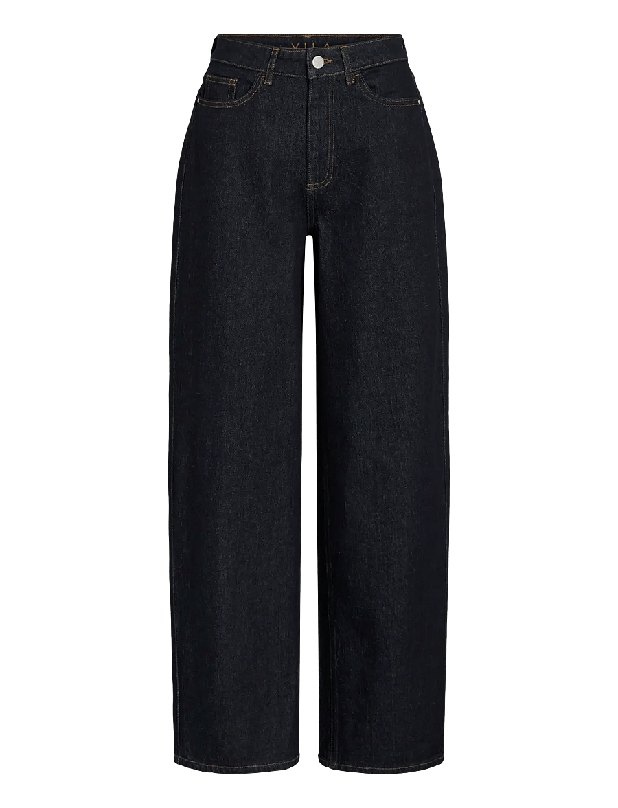 Vila - VIFREYA JAF HW WIDE JEANS - NOOS - hosen mit weitem bein - dark blue denim - 1