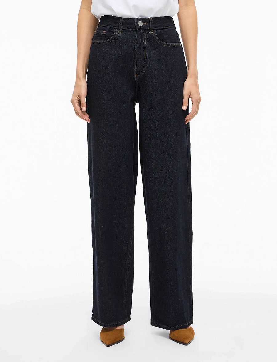 Vila - VIFREYA JAF HW WIDE JEANS - NOOS - hosen mit weitem bein - dark blue denim - 0