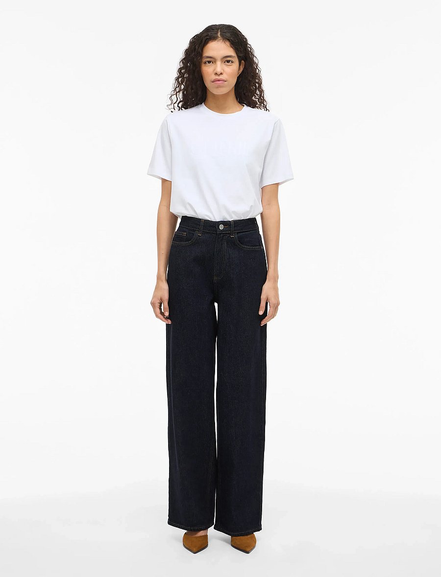 Vila - VIFREYA JAF HW WIDE JEANS - NOOS - hosen mit weitem bein - dark blue denim - 4