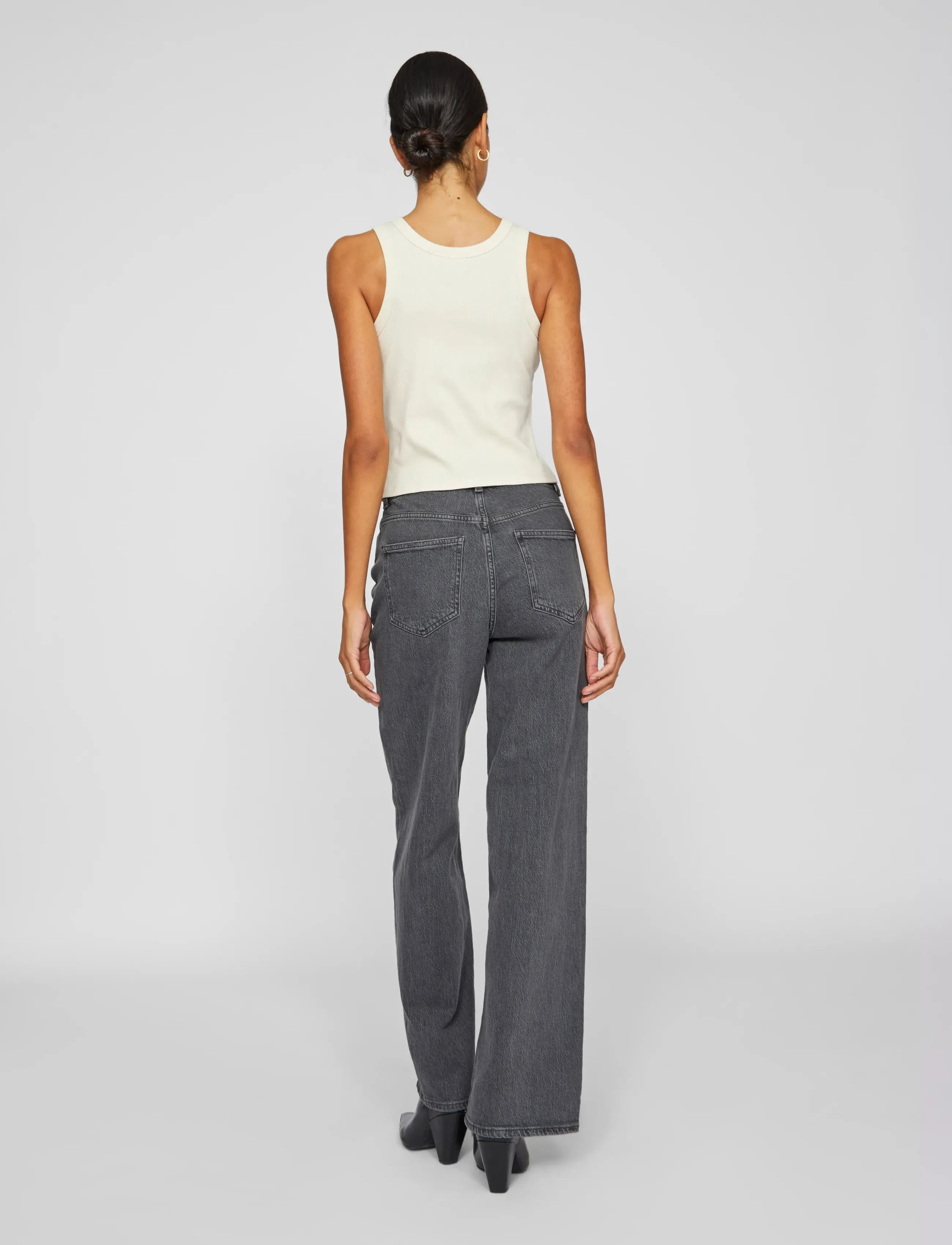 Vila - VIFREYA JAF HW WIDE JEANS - NOOS - hosen mit weitem bein - grey denim - 3