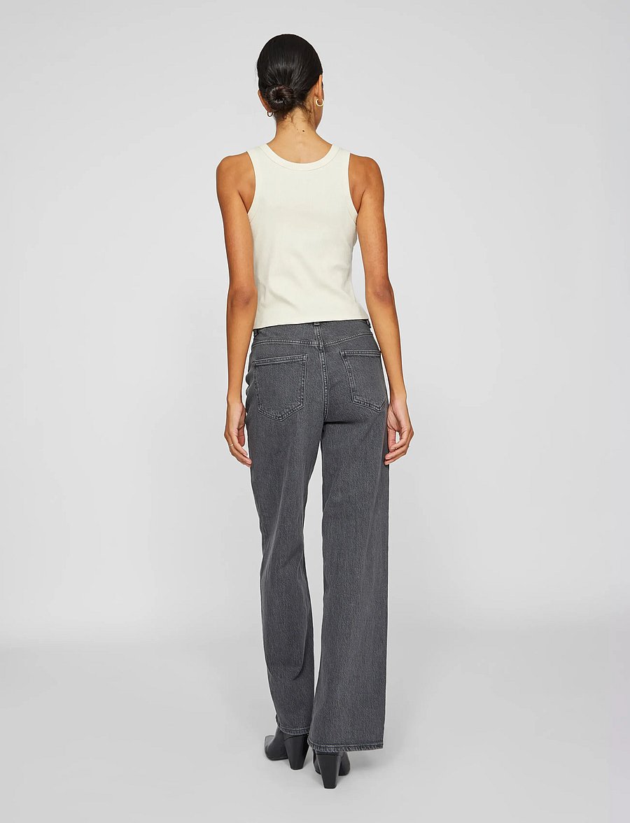 Vila - VIFREYA JAF HW WIDE JEANS - NOOS - hosen mit weitem bein - grey denim - 3