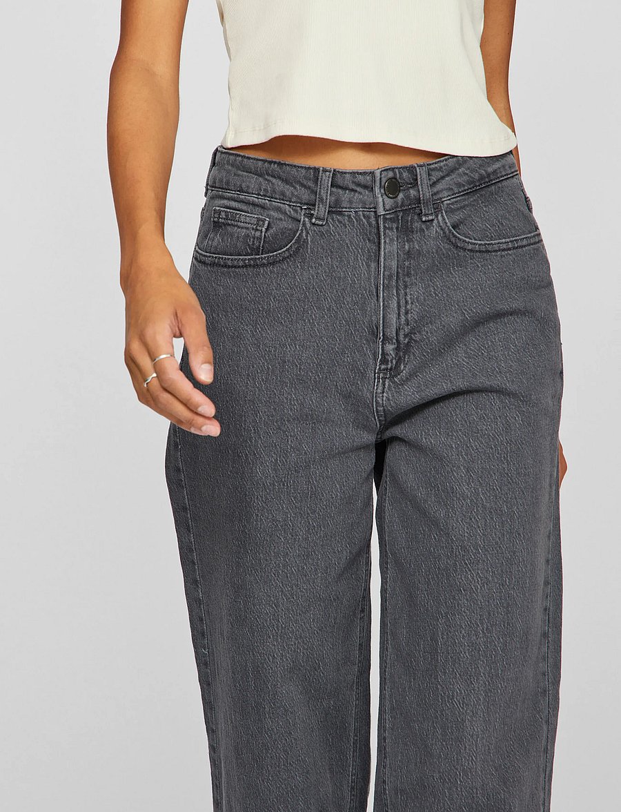 Vila - VIFREYA JAF HW WIDE JEANS - NOOS - hosen mit weitem bein - grey denim - 4