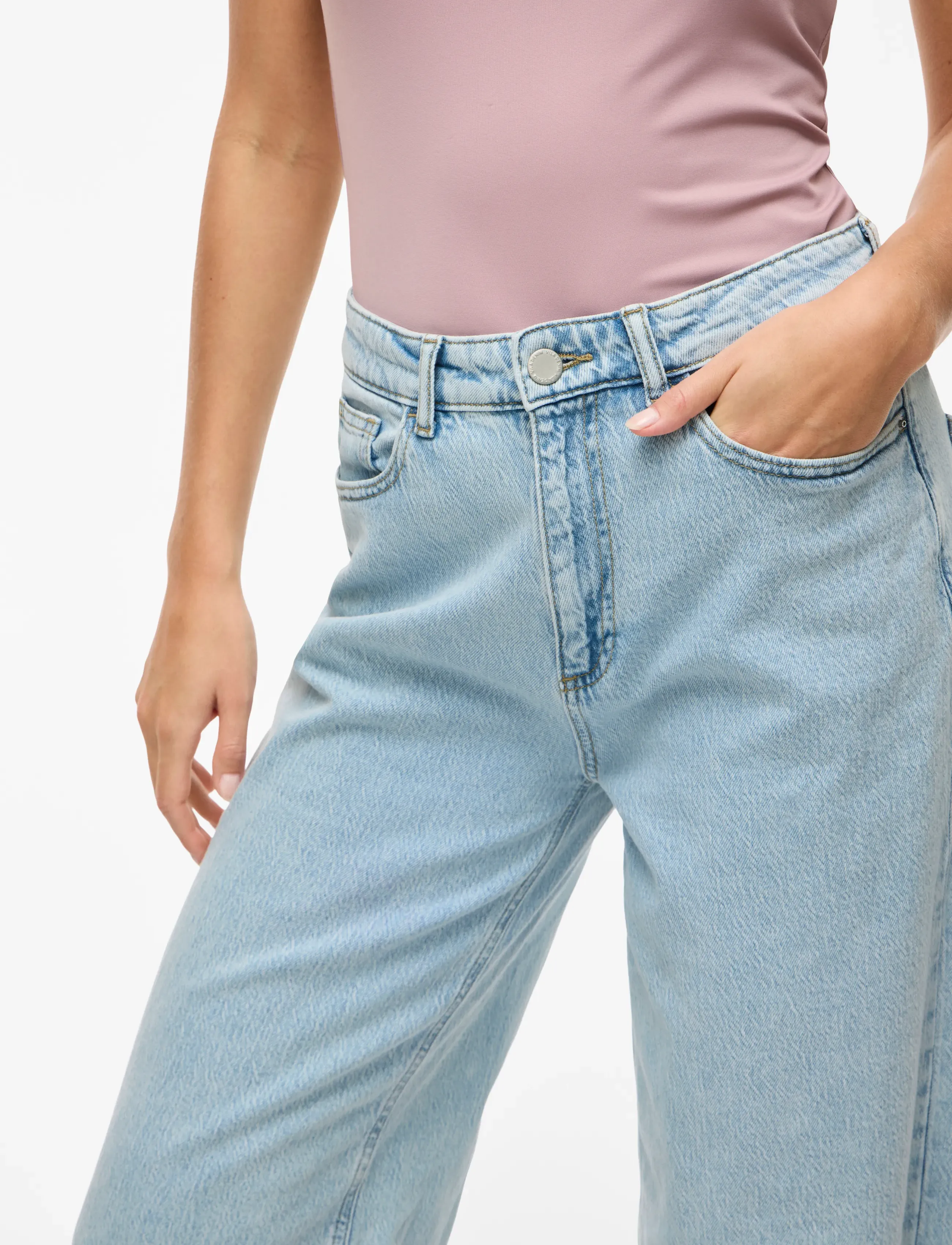 Vila - VIFREYA JAF HW WIDE JEANS - NOOS - hosen mit weitem bein - light blue denim - 5