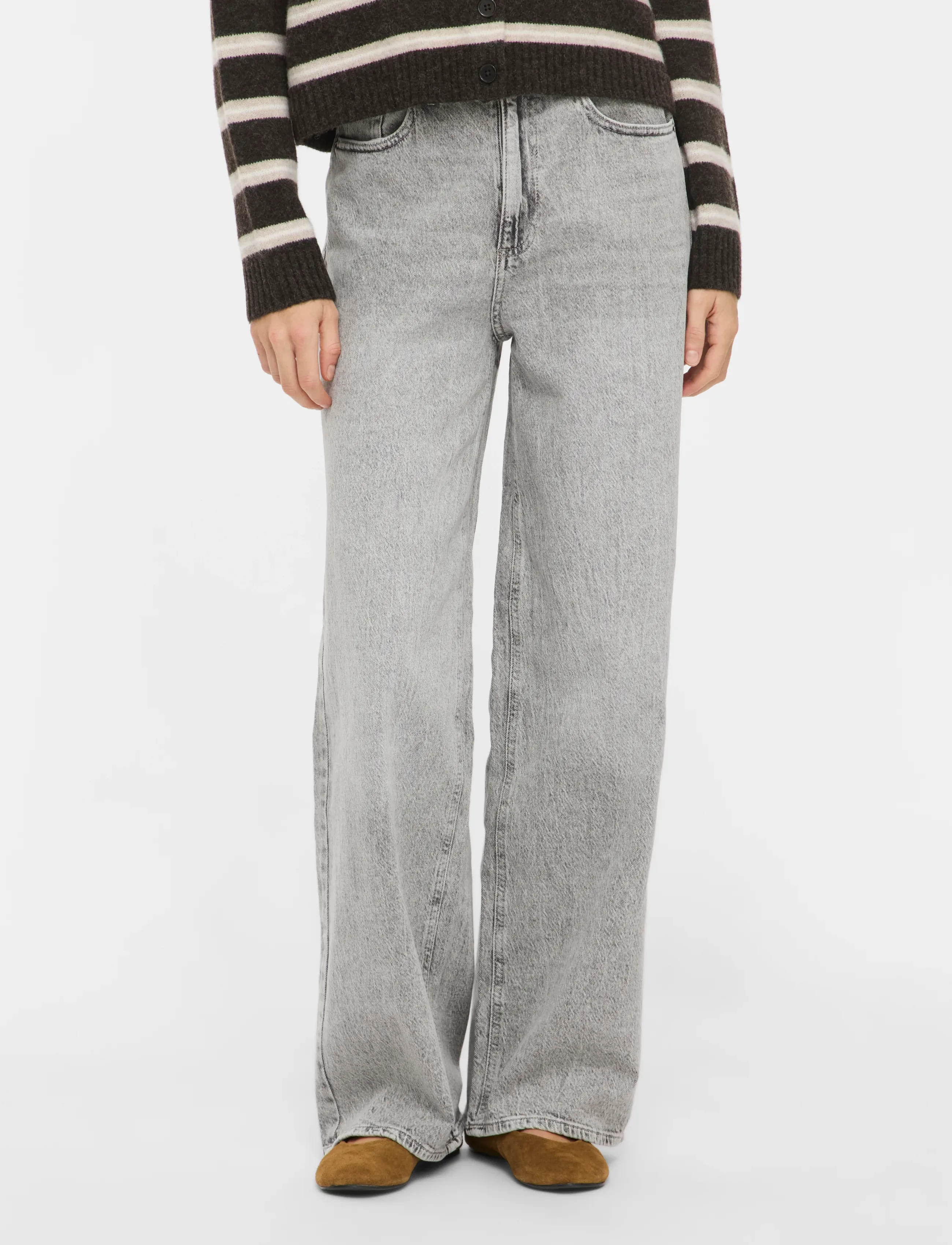 Vila VIFREYA JAF HW WIDE JEANS - NOOS - Värvilised teksad - LIGHT GREY DENIM / grey