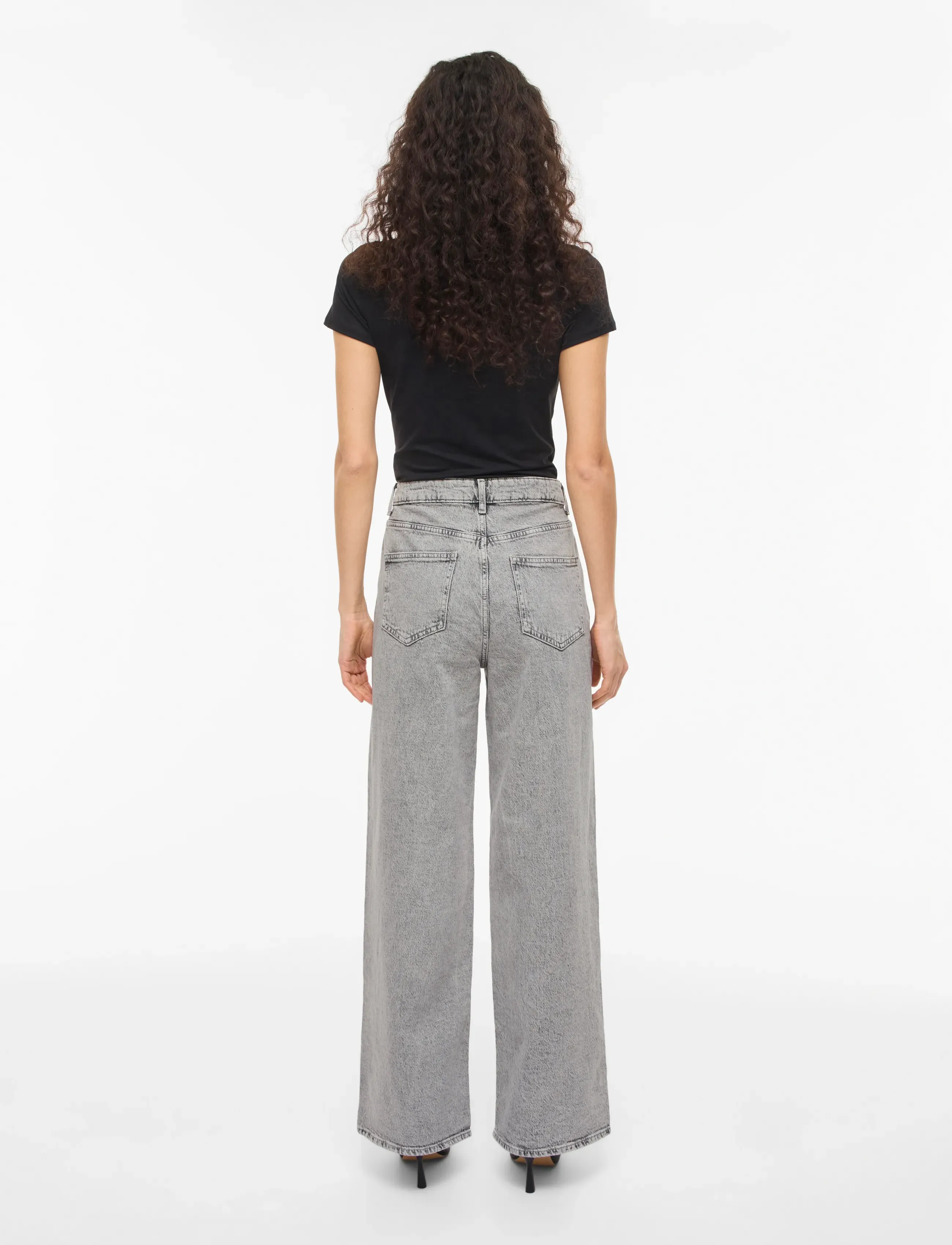 Vila - VIFREYA JAF HW WIDE JEANS - NOOS - hosen mit weitem bein - light grey denim - 3