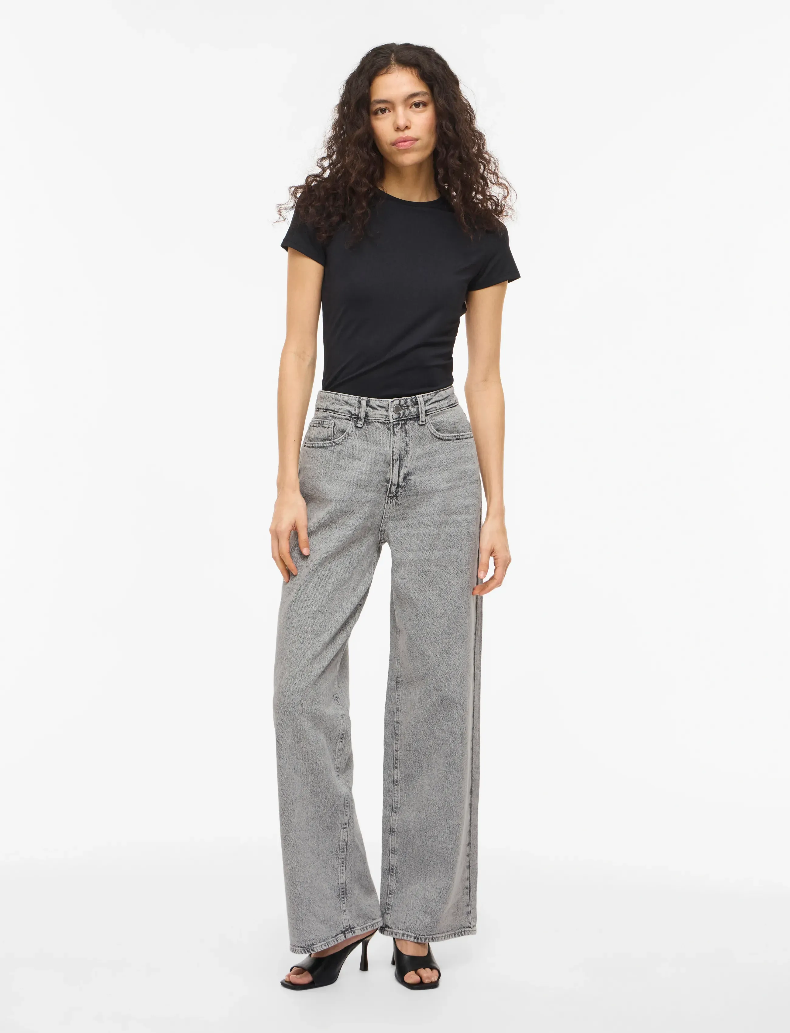 Vila - VIFREYA JAF HW WIDE JEANS - NOOS - hosen mit weitem bein - light grey denim - 4