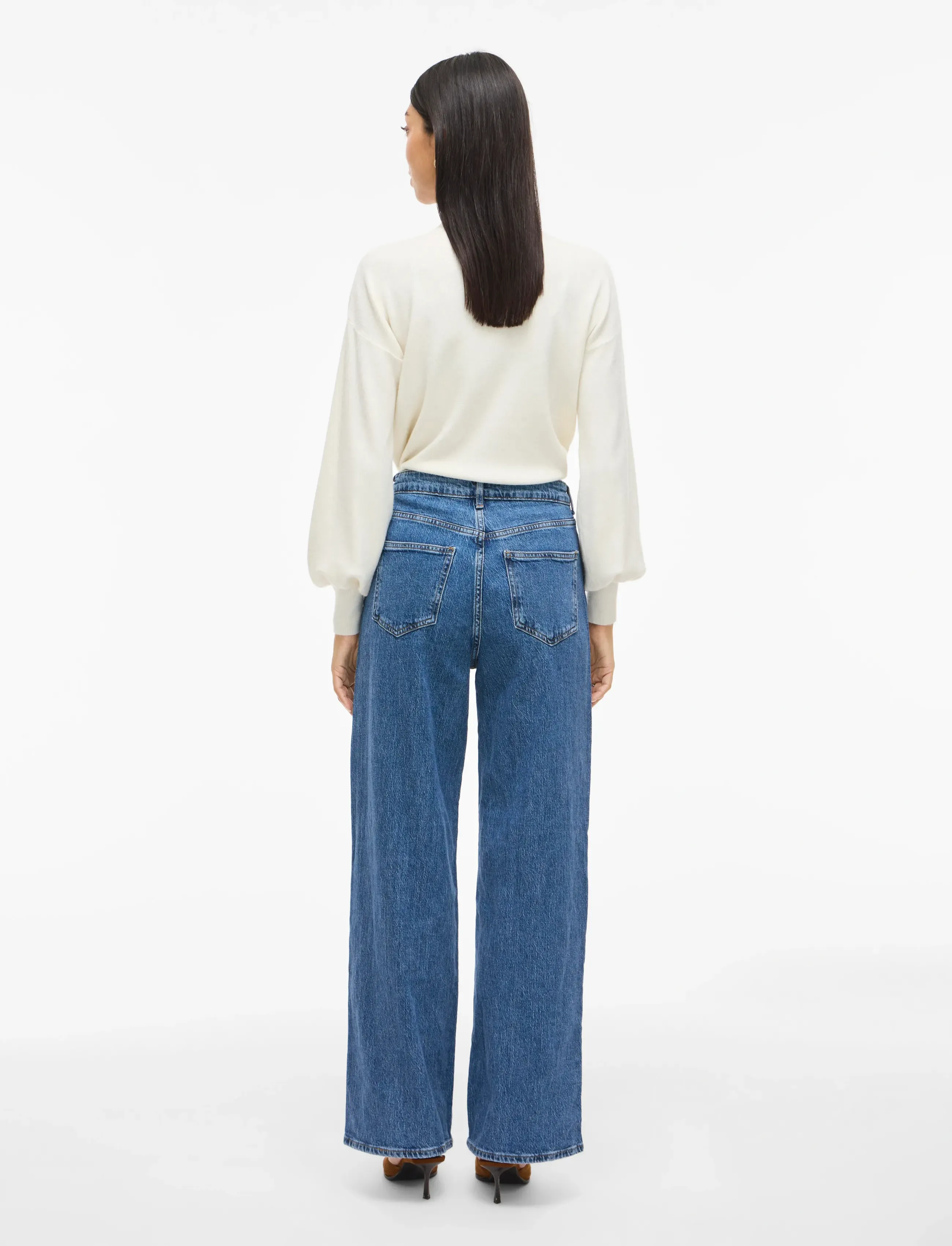 Vila - VIFREYA JAF HW WIDE JEANS - NOOS - leveälahkeiset farkut - medium blue denim - 3