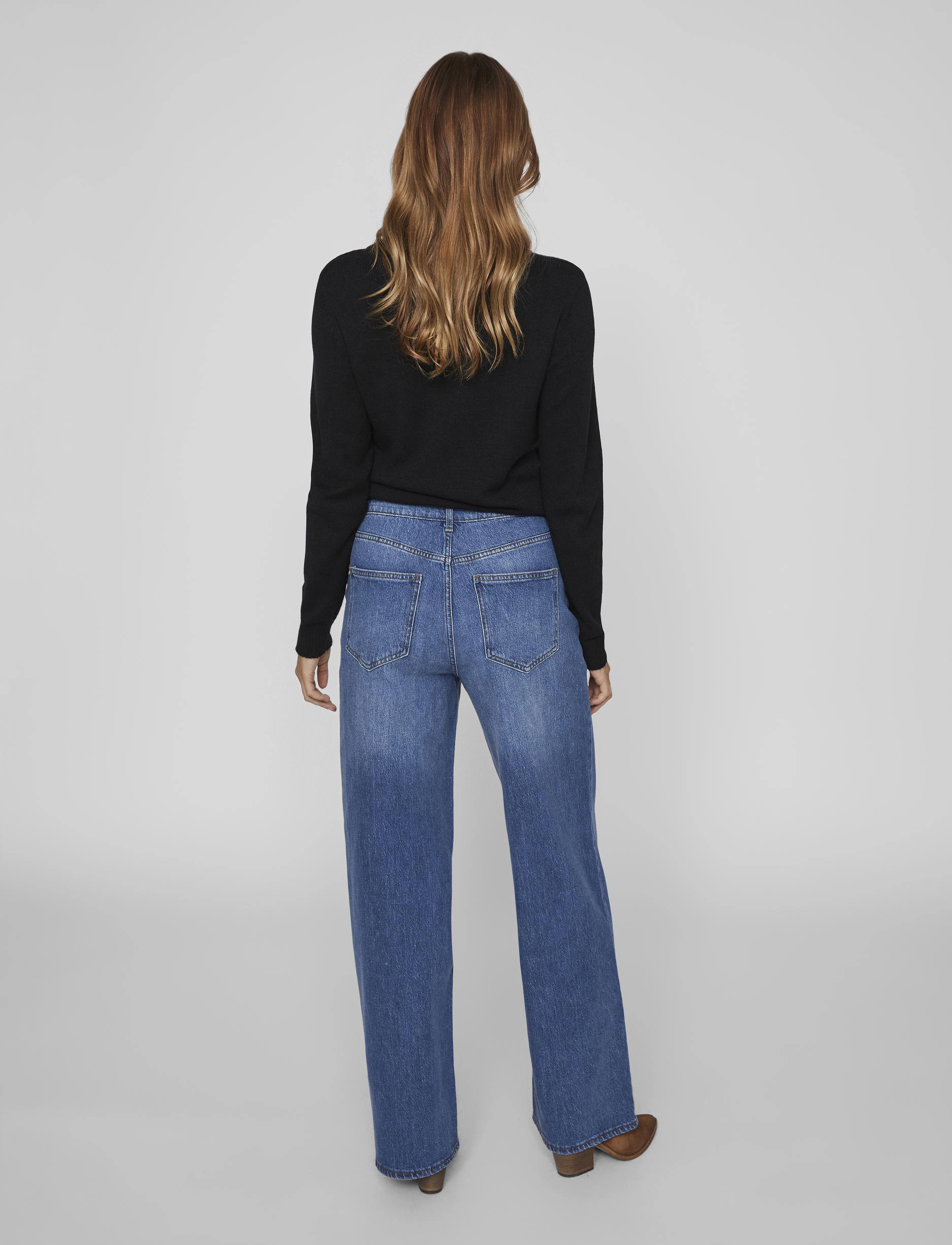 Vila - VIFREYA JAF HW WIDE JEANS - NOOS - hosen mit weitem bein - medium blue denim - 3