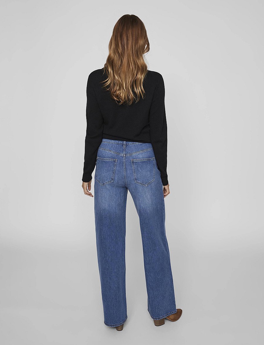 Vila - VIFREYA JAF HW WIDE JEANS - NOOS - hosen mit weitem bein - medium blue denim - 3