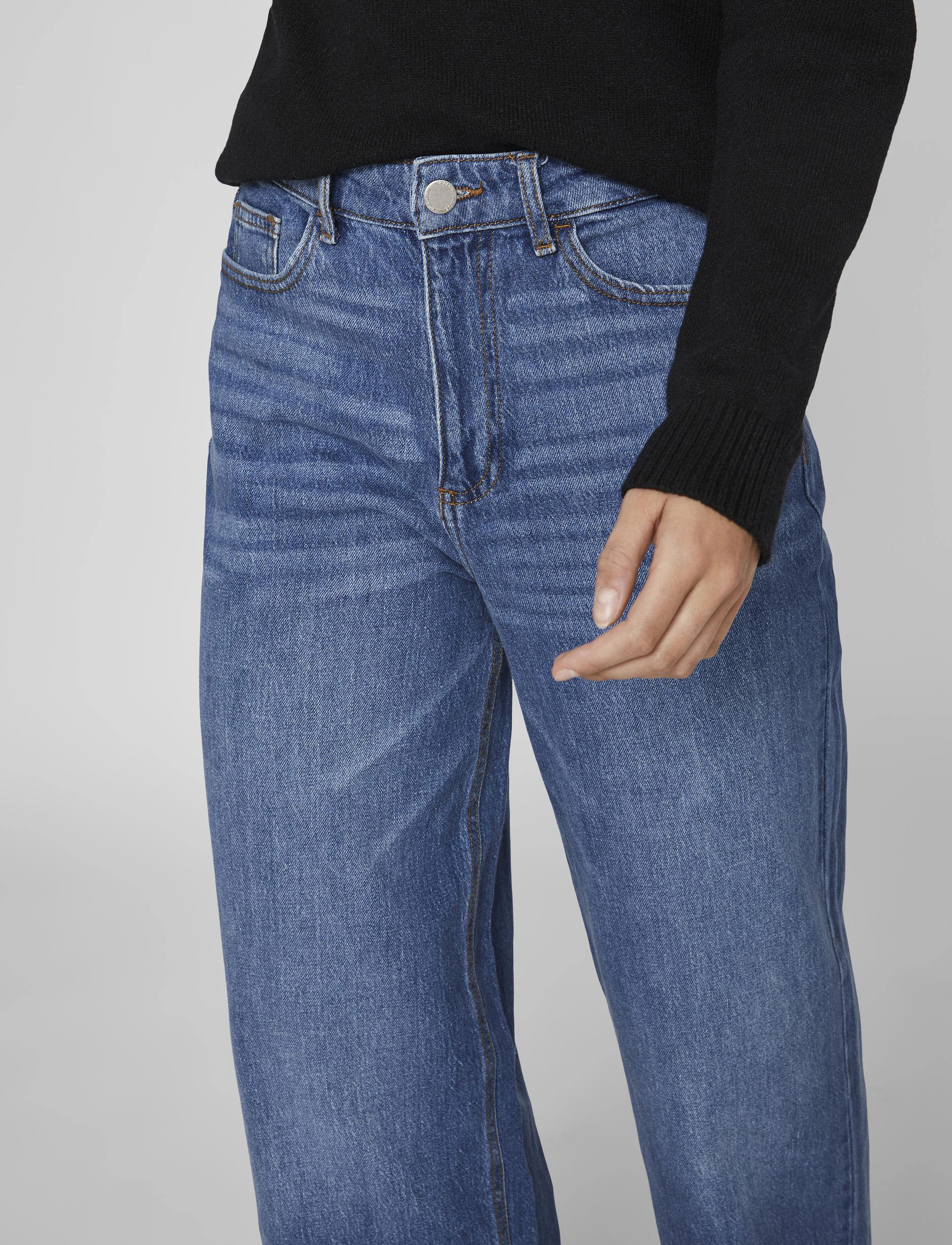 Vila - VIFREYA JAF HW WIDE JEANS - NOOS - hosen mit weitem bein - medium blue denim - 4