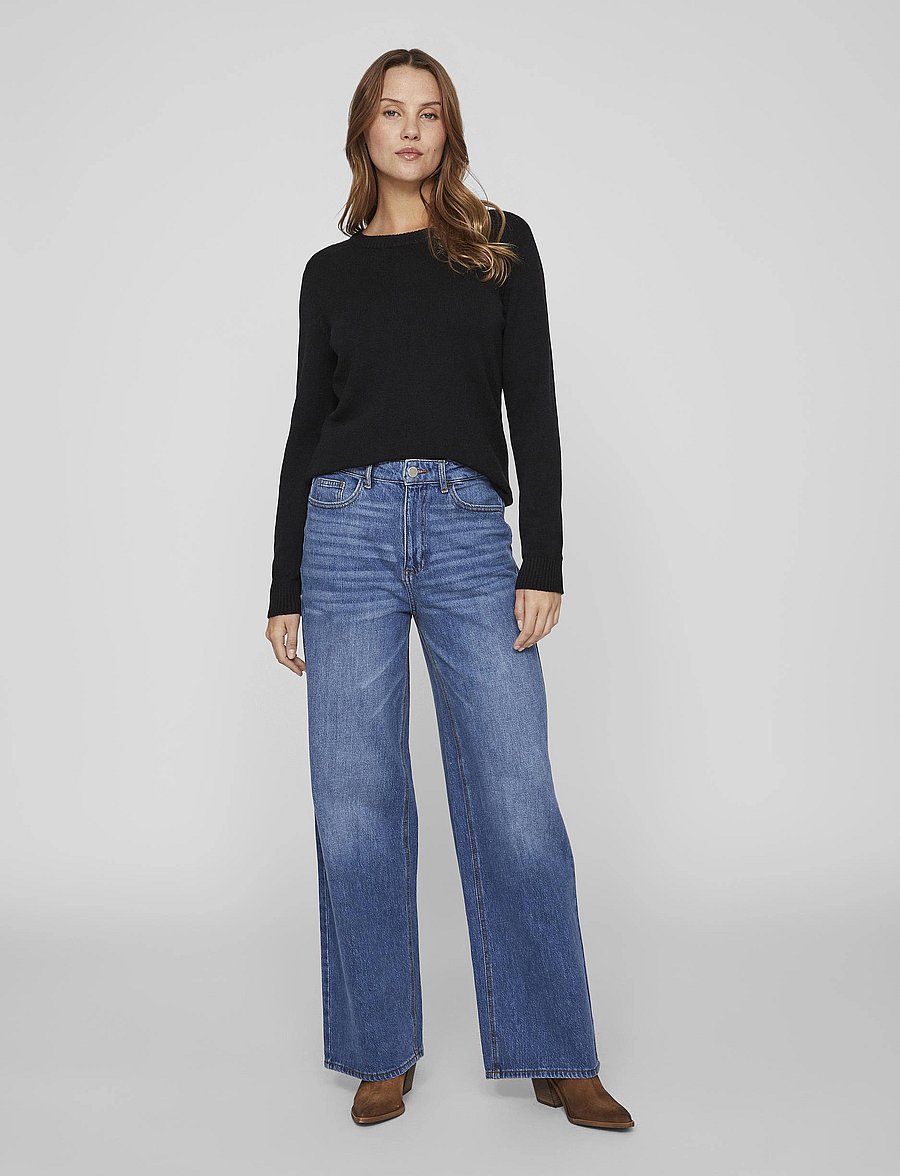 Vila - VIFREYA JAF HW WIDE JEANS - NOOS - hosen mit weitem bein - medium blue denim - 5