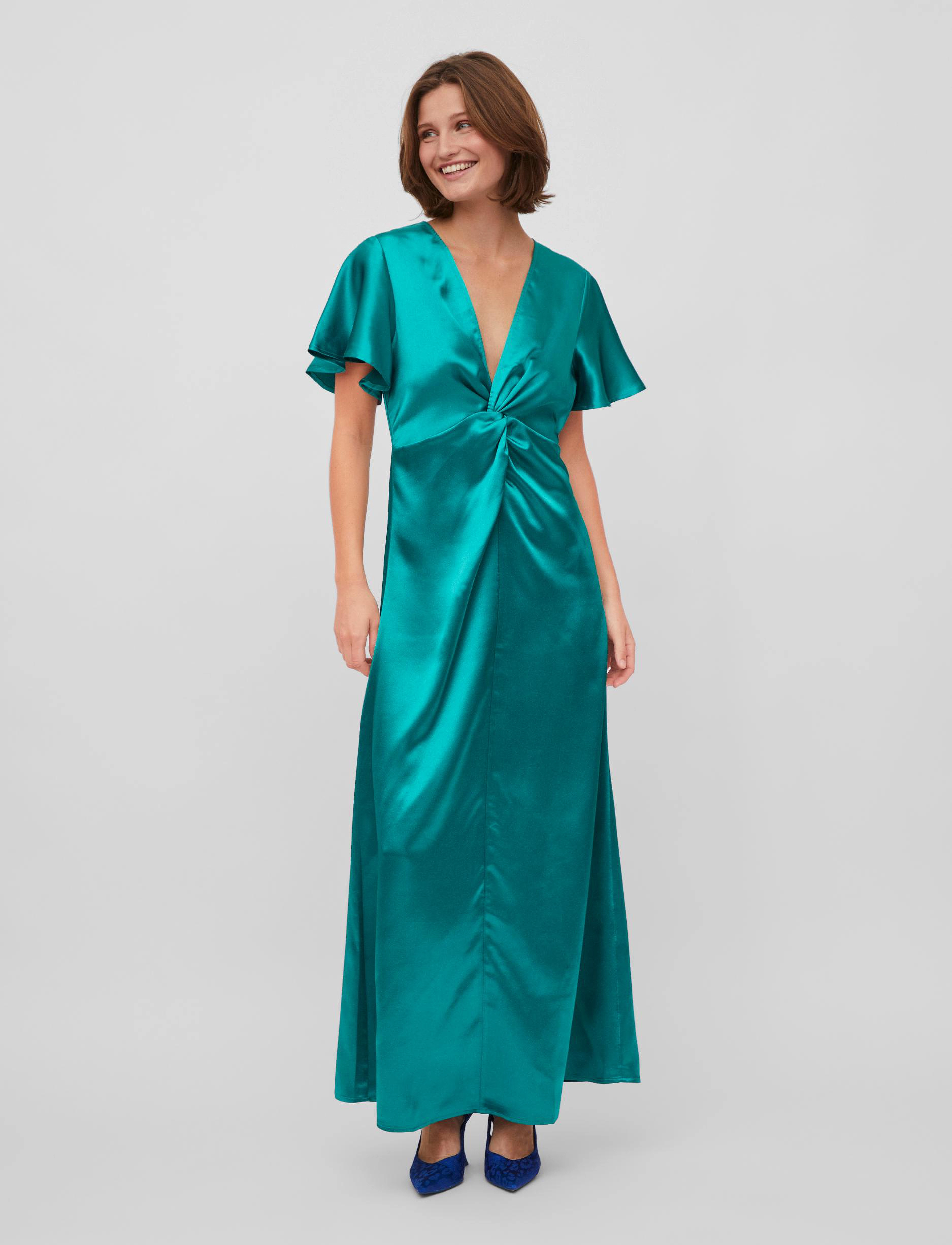 Vila VISITTAS V-NECK S/S MAXI DRESS - NOOS - Maxi kjoler - ALHAMBRA / green