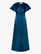 VISITTAS V-NECK S/S MAXI DRESS - NOOS - MOROCCAN BLUE