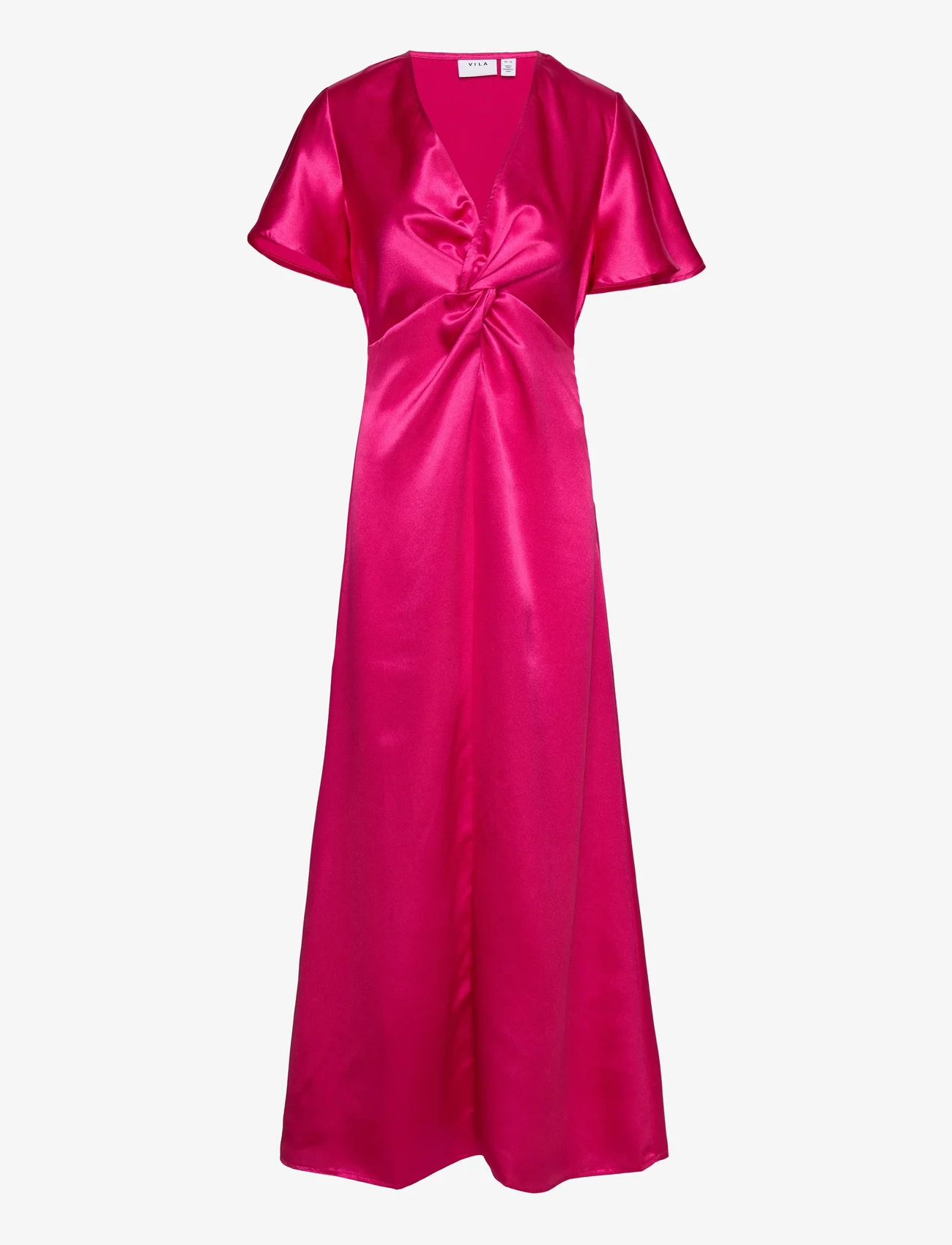 Vila - VISITTAS V-NECK S/S MAXI DRESS - NOOS - vakarėlių drabužiai išparduotuvių kainomis - pink yarrow - 0