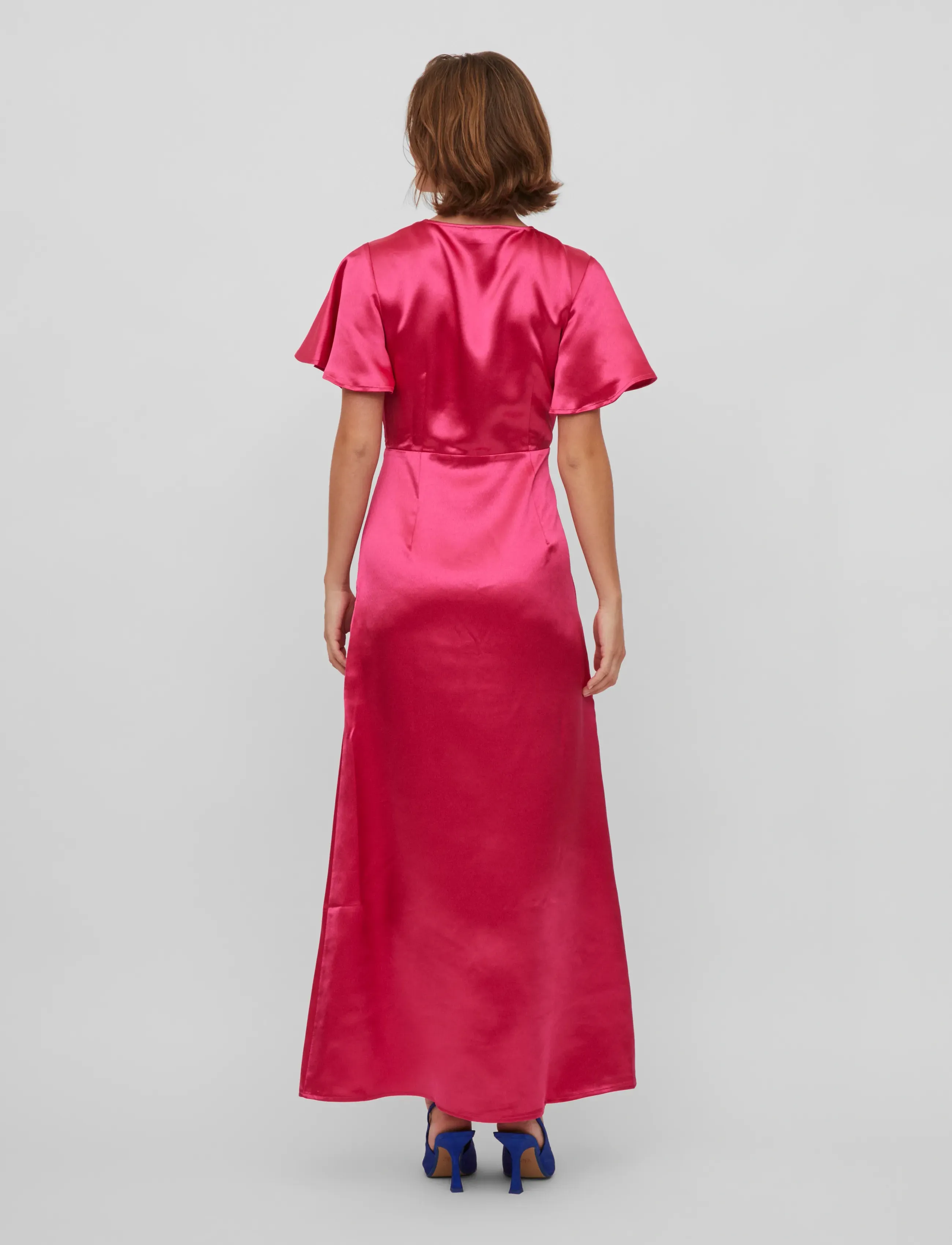 Vila - VISITTAS V-NECK S/S MAXI DRESS - NOOS - aftenkjoler & gallakjoler - pink yarrow - 3