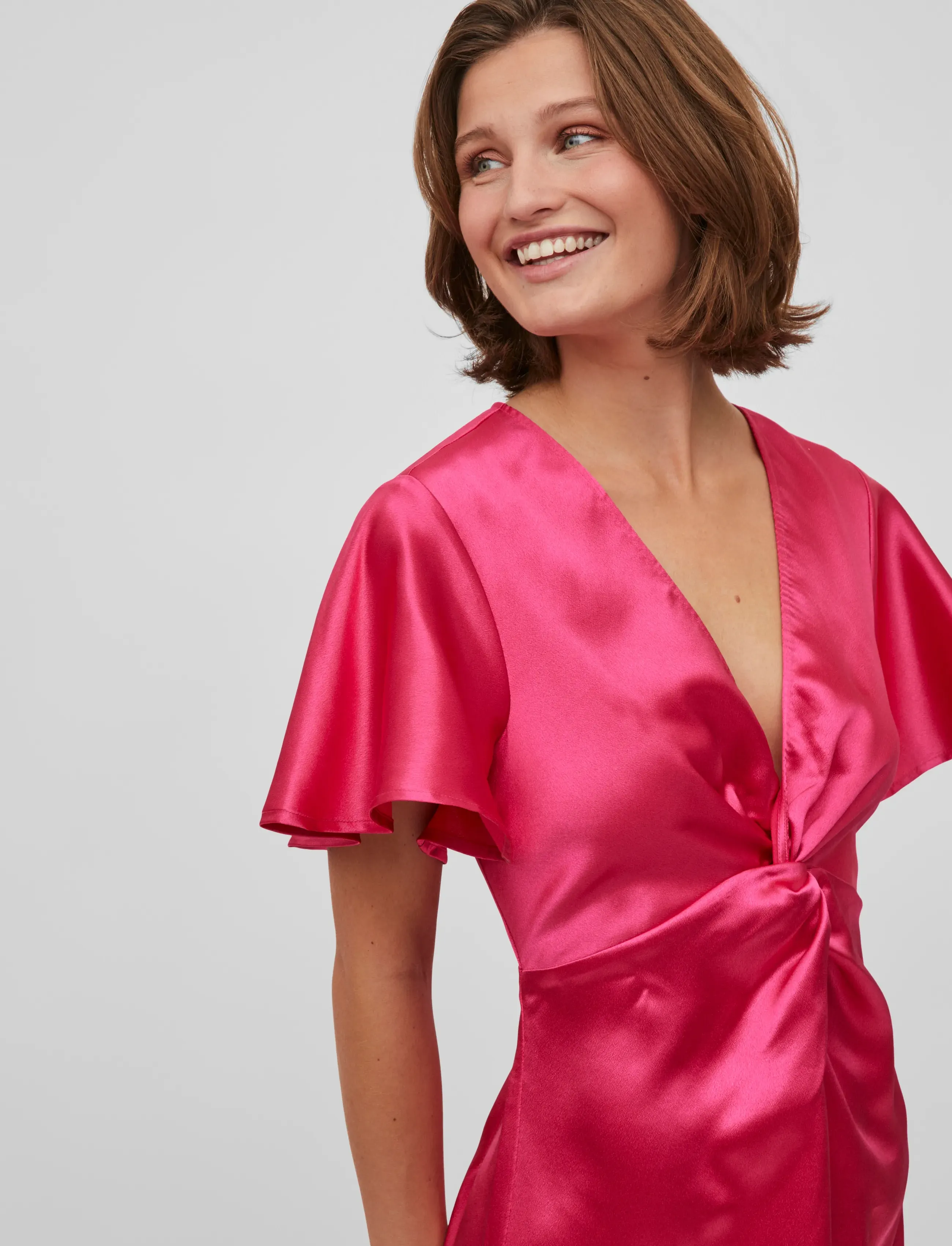 Vila - VISITTAS V-NECK S/S MAXI DRESS - NOOS - aftenkjoler & gallakjoler - pink yarrow - 5