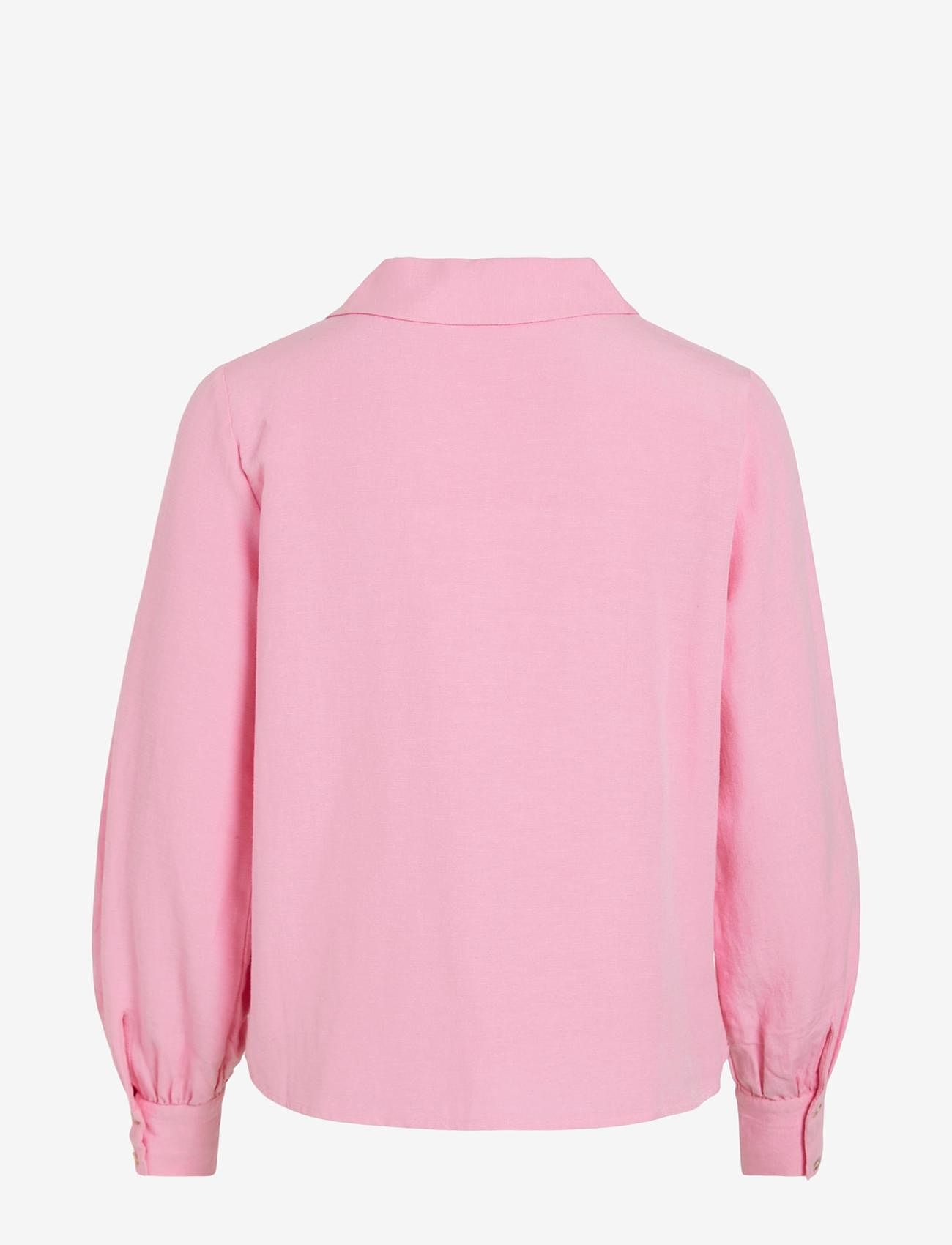 Vila - VIPRISILLA V-NECK L/S SHIRT - long-sleeved shirts - begonia pink - 1