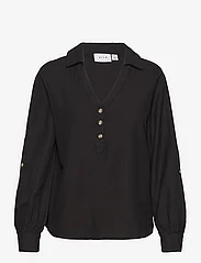Vila - VIPRISILLA V-NECK L/S SHIRT - långärmade skjortor - black - 0