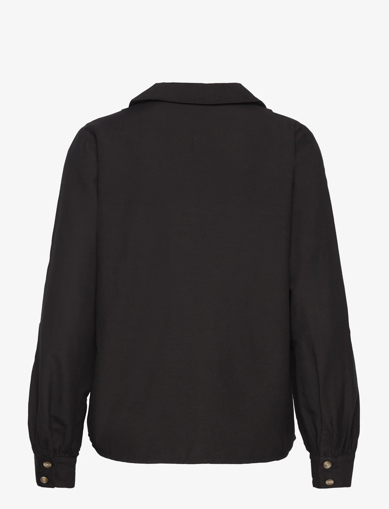 Vila - VIPRISILLA V-NECK L/S SHIRT - långärmade skjortor - black - 1