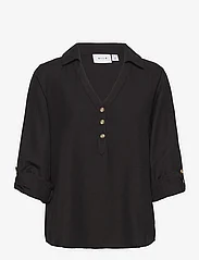 Vila - VIPRISILLA V-NECK L/S SHIRT - long-sleeved shirts - black - 2