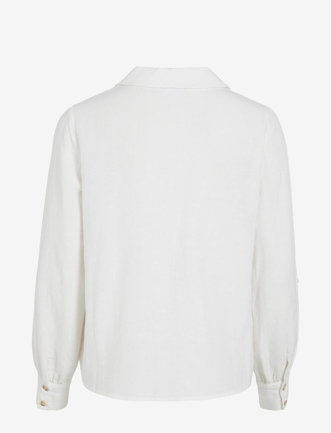 Vila - VIPRISILLA V-NECK L/S SHIRT - long-sleeved shirts - snow white - 1