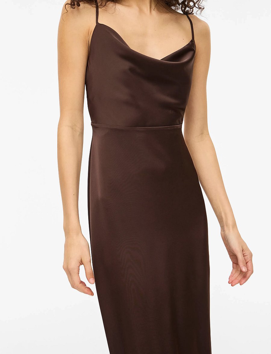 vila satin dress Vila Cinched Waist Detail Satin Maxi Dress in Blue