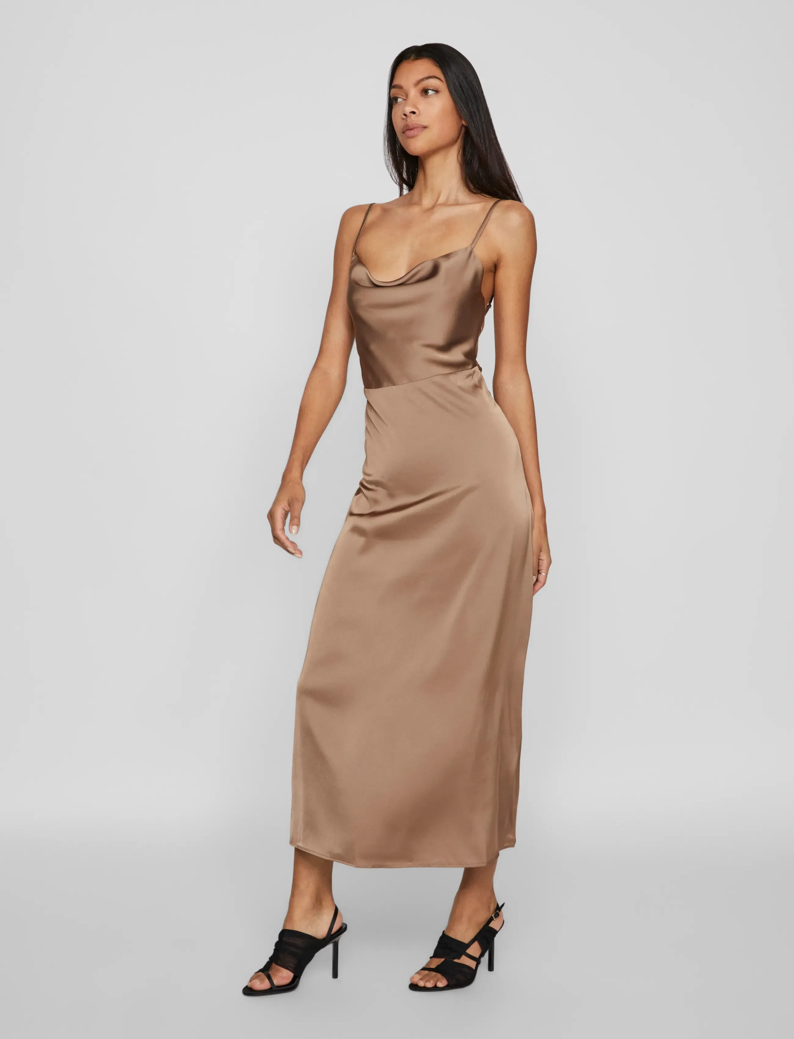 Vila - VIRAVENNA STRAP ANKLE DRESS - NOOS/OC - slip dresses - fossil - 4