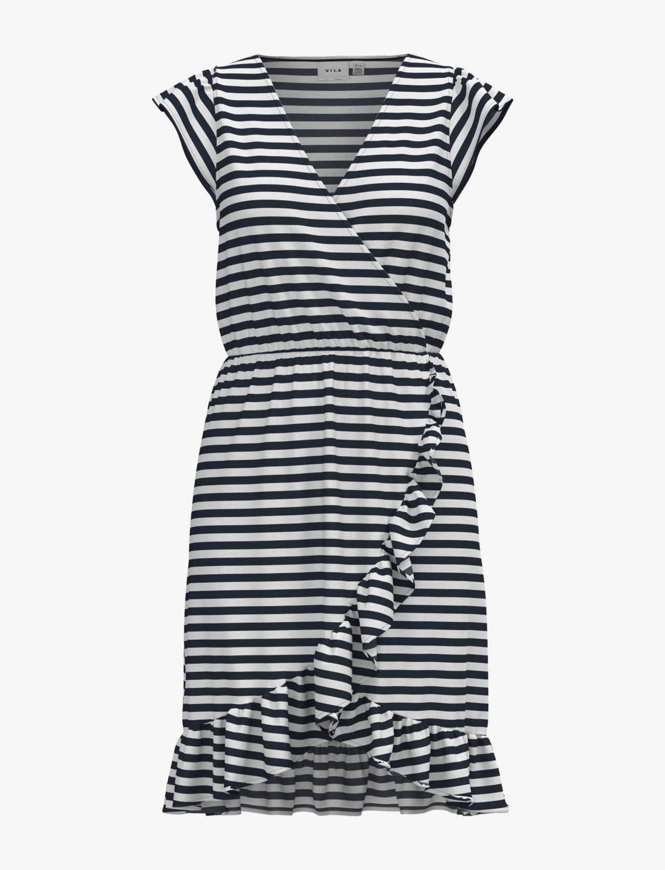 VILA Vimooney S/S Wrap Flounce Kleid /1/Ka Navy - M - Damen