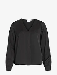 Vila - VIELLETTE V-NECK  L/S TOP -  NOOS - long-sleeved blouses - black - 0