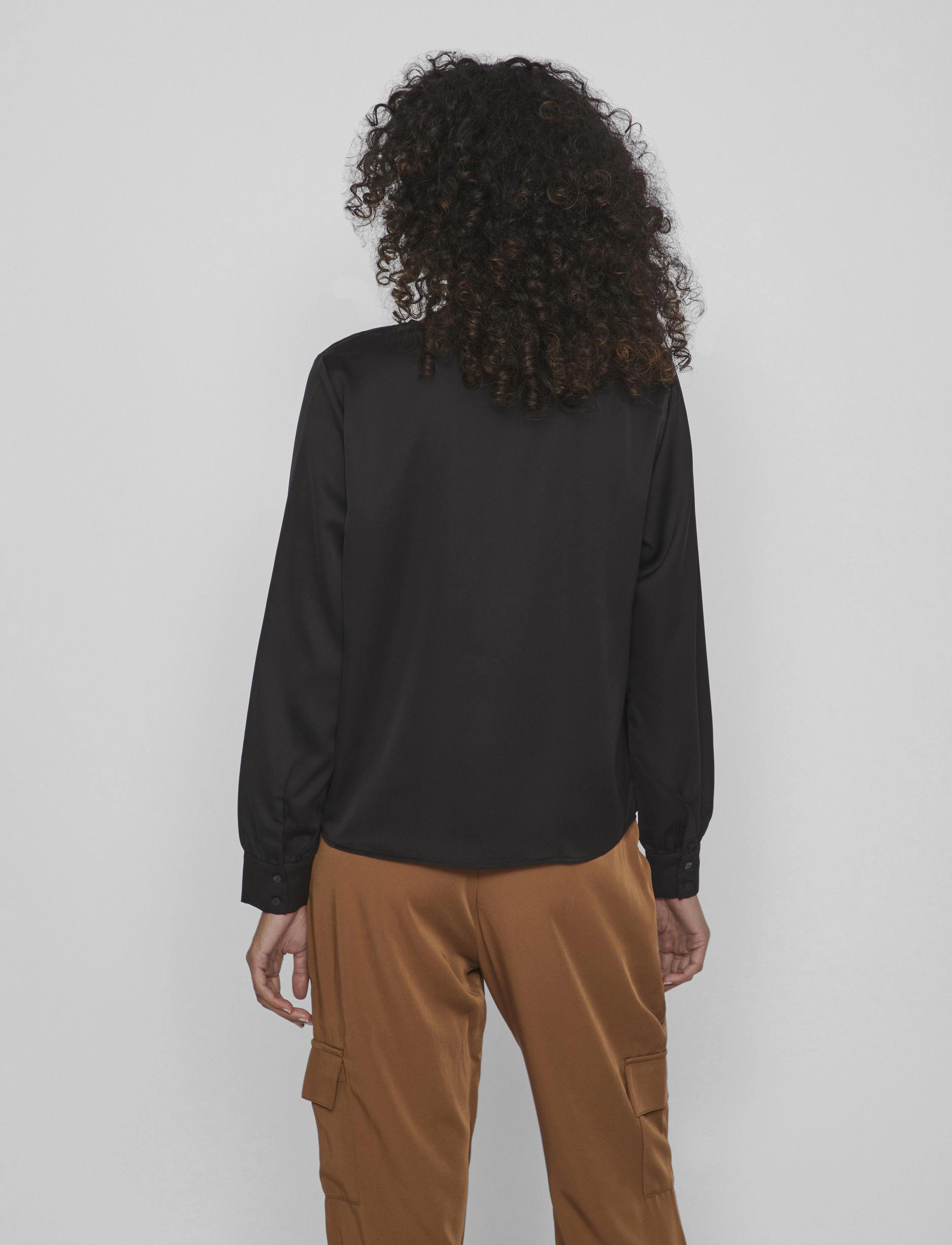 Vila - VIELLETTE V-NECK  L/S TOP -  NOOS - black - 3