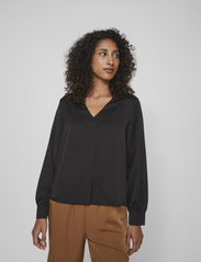 Vila - VIELLETTE V-NECK  L/S TOP -  NOOS - long-sleeved blouses - black - 5