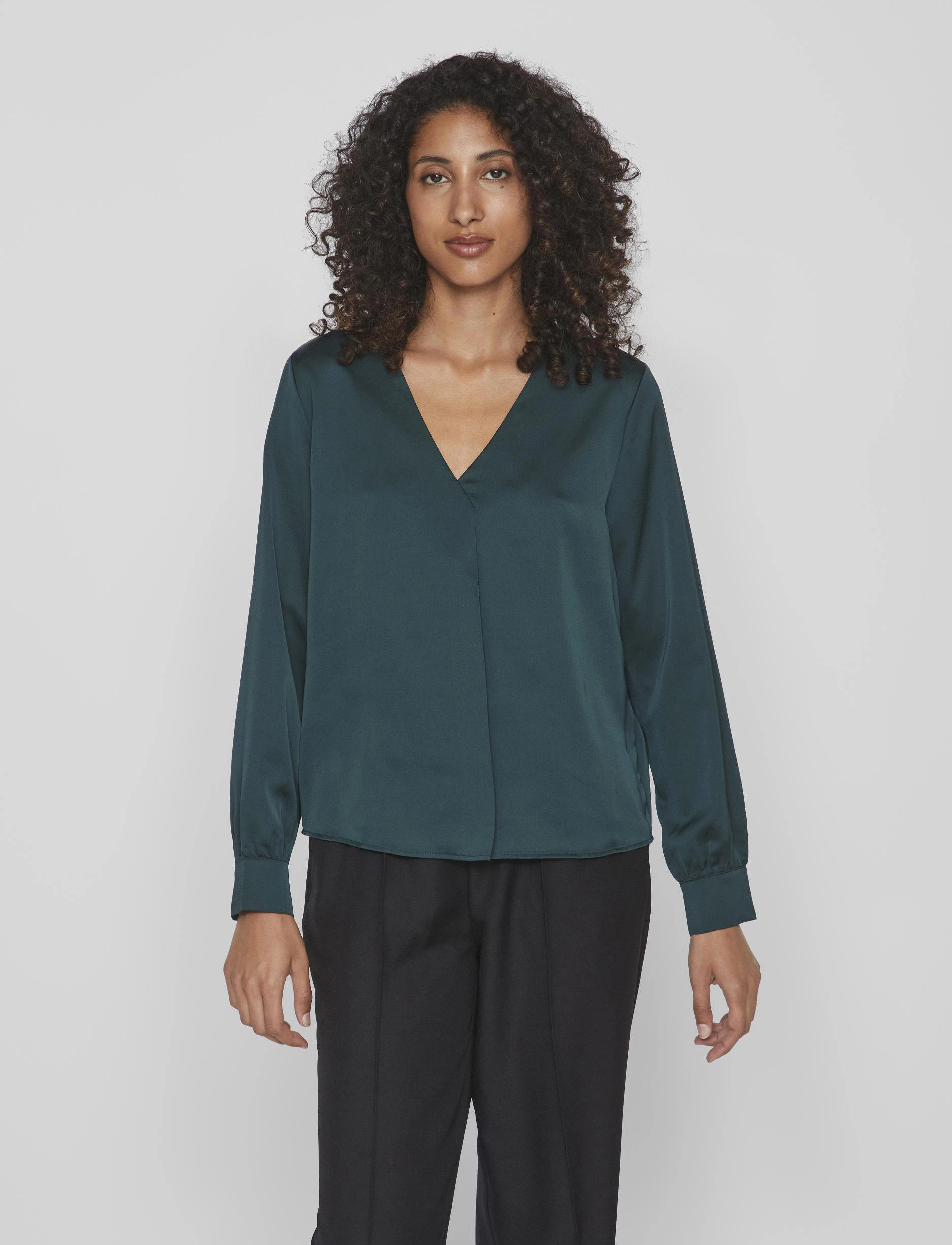 Vila - VIELLETTE V-NECK  L/S TOP -  NOOS - ponderosa pine - 2