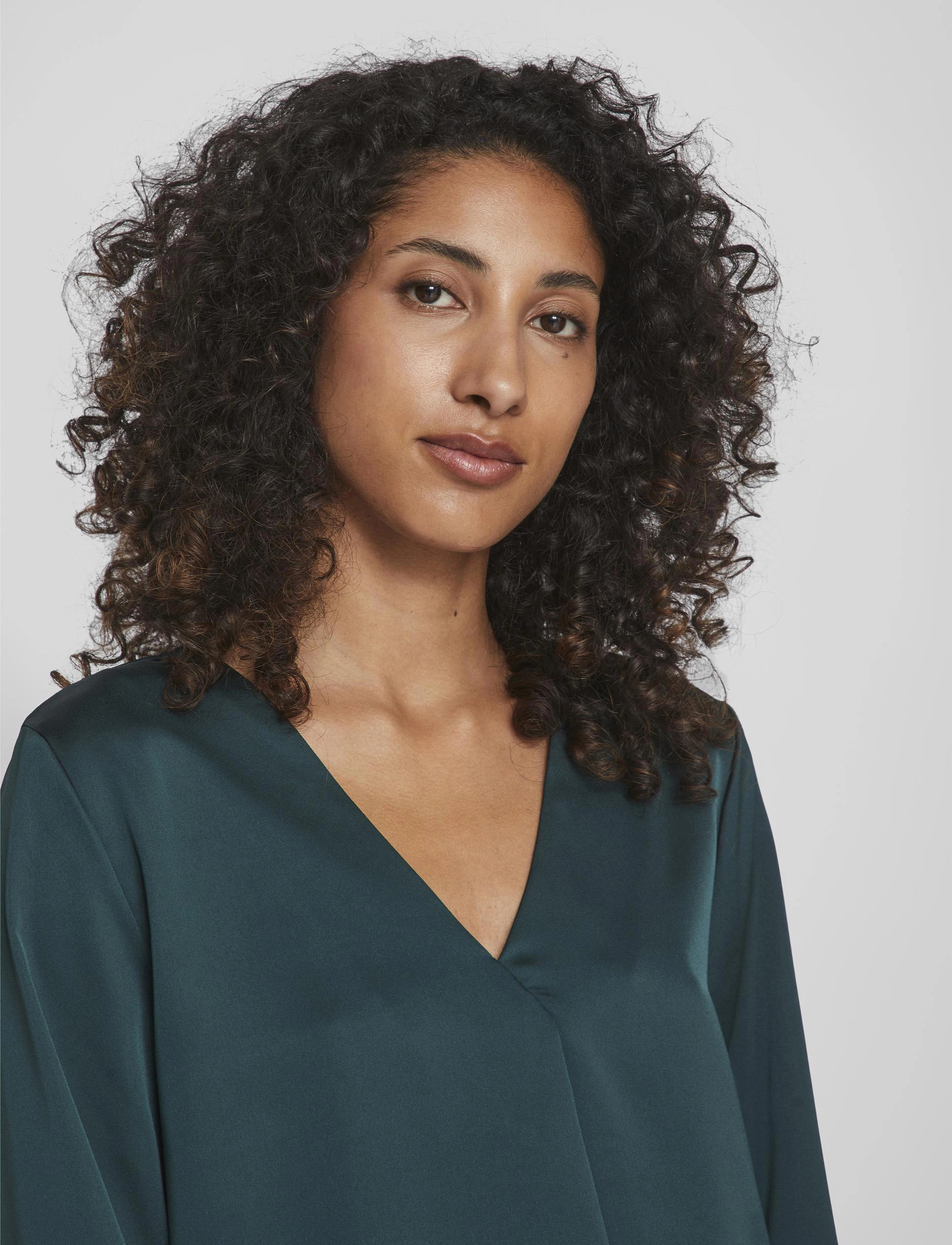 Vila - VIELLETTE V-NECK  L/S TOP -  NOOS - ponderosa pine - 5