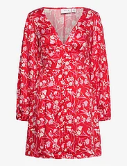 Vila - VIMALIN CORBA L/S SHORT DRESS /KA - vakarėlių drabužiai išparduotuvių kainomis - flame scarlet - 0