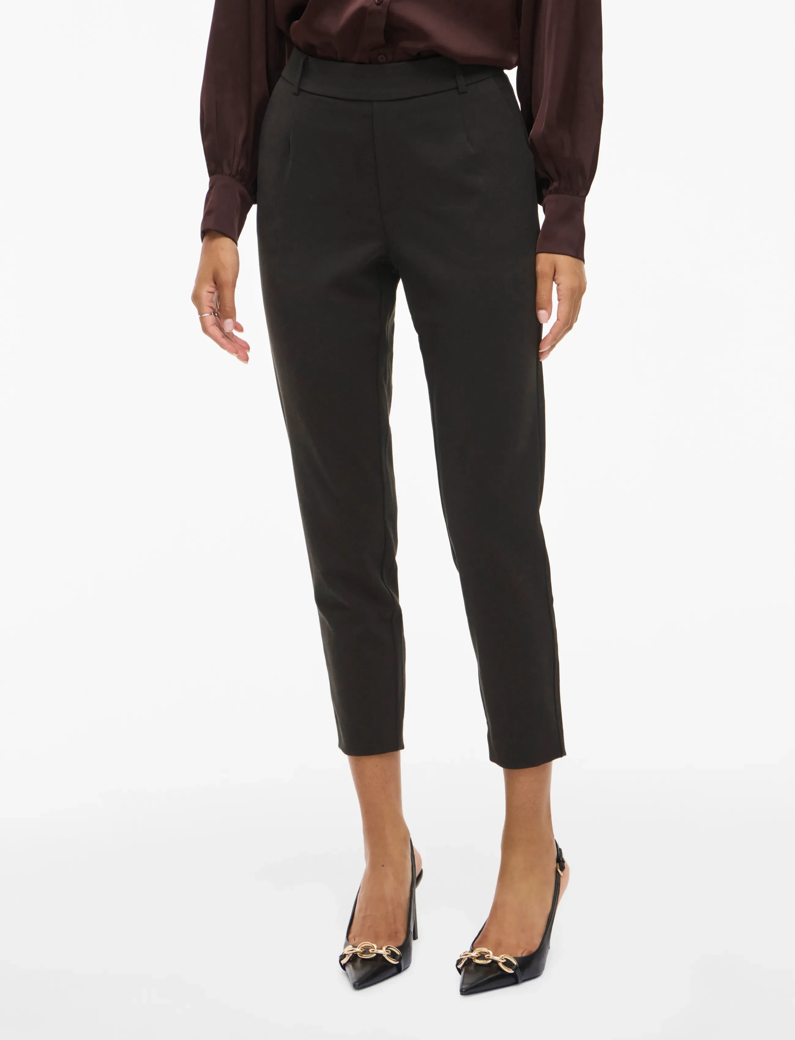 Vila Vivarone Hw Slim Pant Noos, 44, Trousers, Schwarz - Fit Frauen