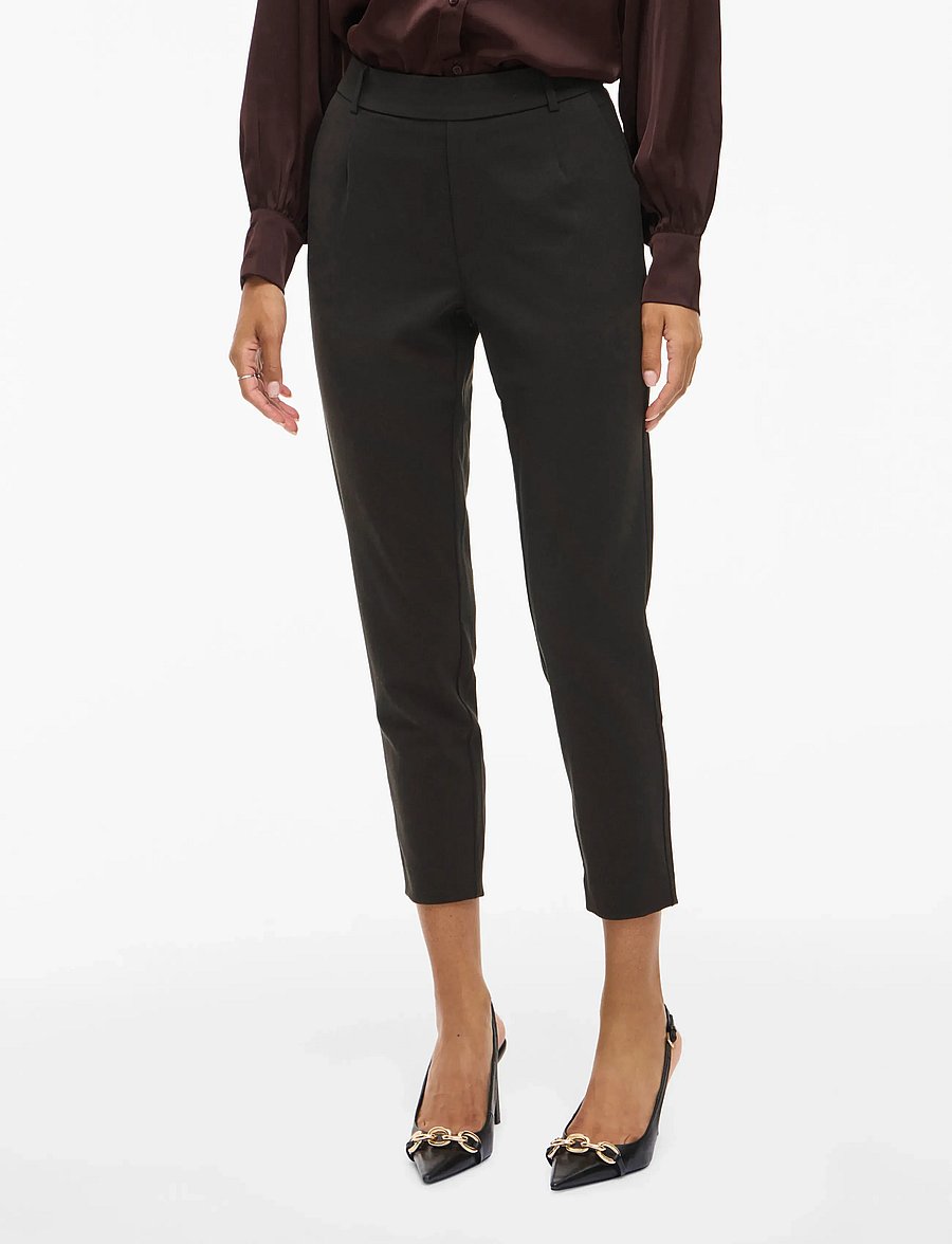 Vila - VIVARONE HW SLIM PANT - NOOS - kitsad püksid - black - 0