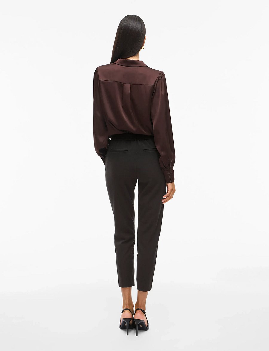 Vila - VIVARONE HW SLIM PANT - NOOS - kitsad püksid - black - 3