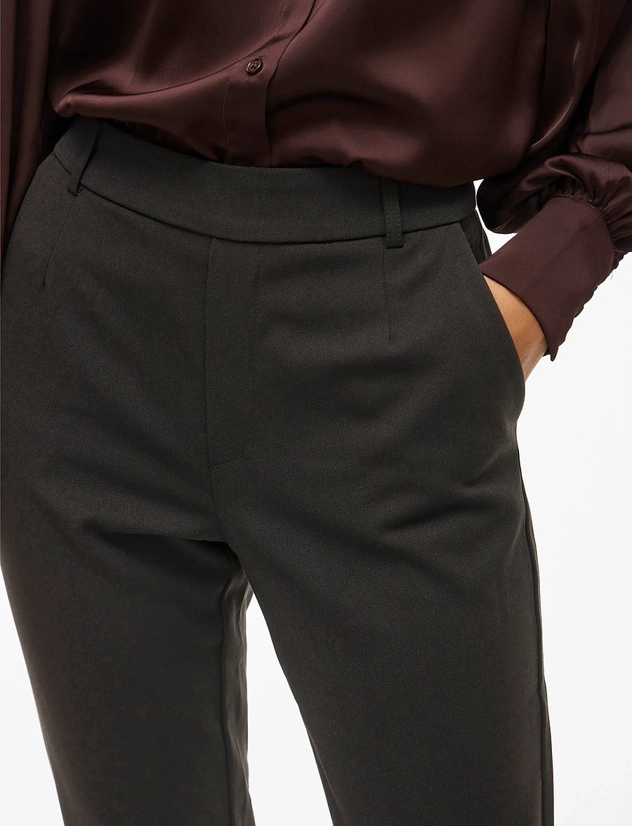 Vila - VIVARONE HW SLIM PANT - NOOS - kitsad püksid - black - 5