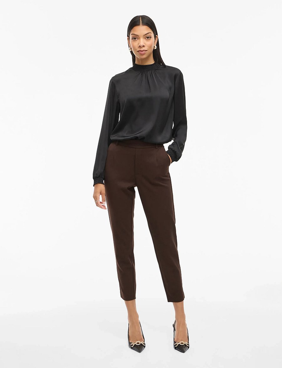 Vila - VIVARONE HW SLIM PANT - NOOS - slim fit bukser - coffee bean - 0