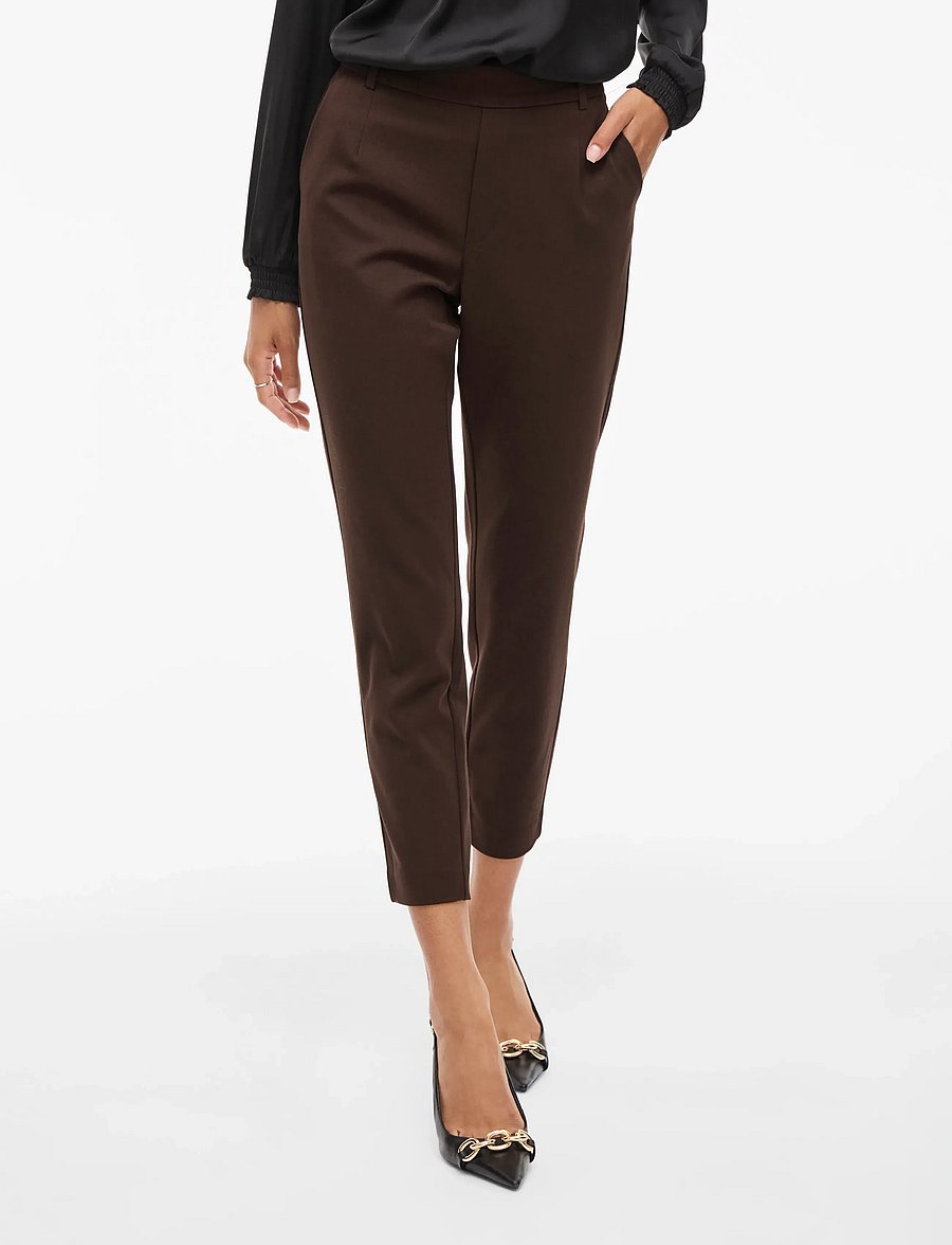 Vila - VIVARONE HW SLIM PANT - NOOS - slim fit bukser - coffee bean - 4