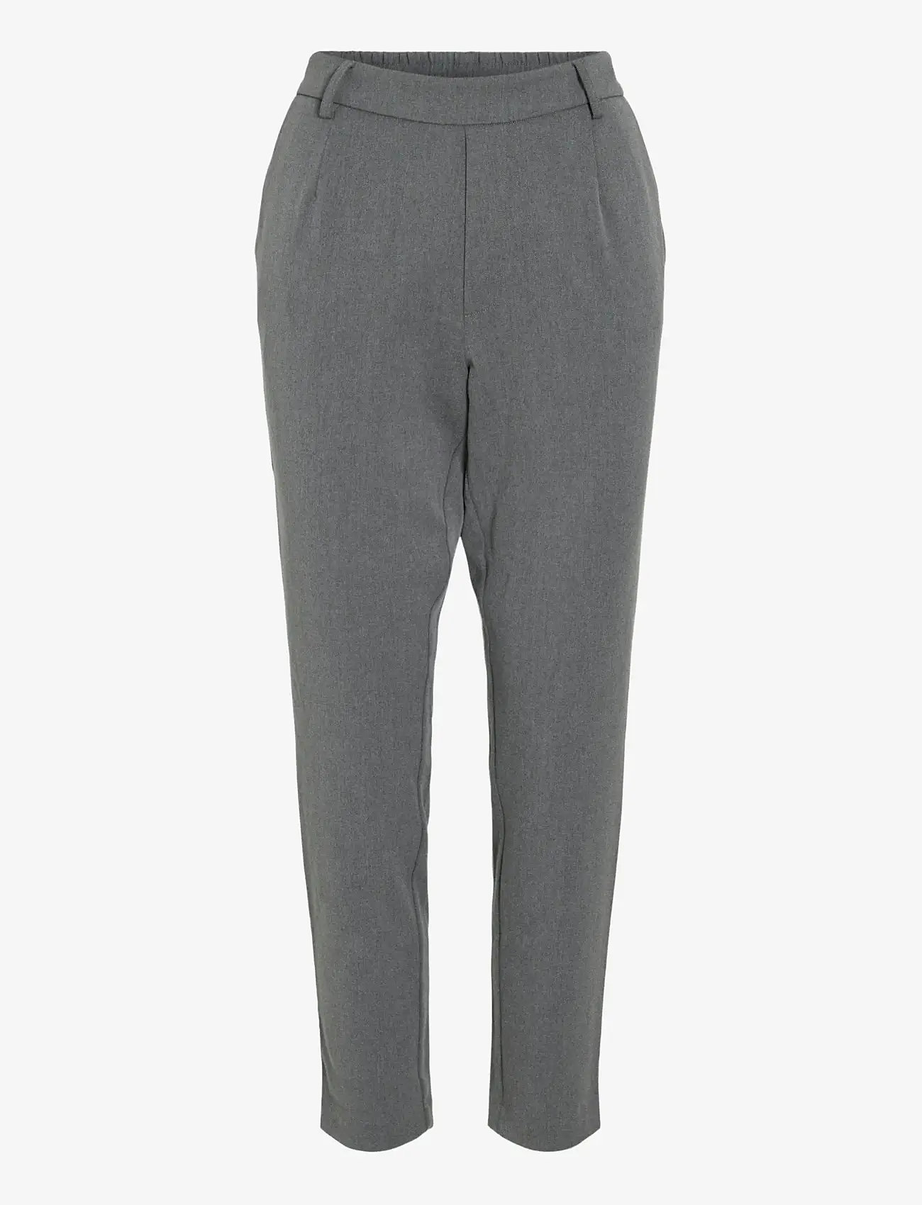 Vila - VIVARONE HW SLIM PANT - NOOS - kitsalõikelised püksid - medium grey melange - 1