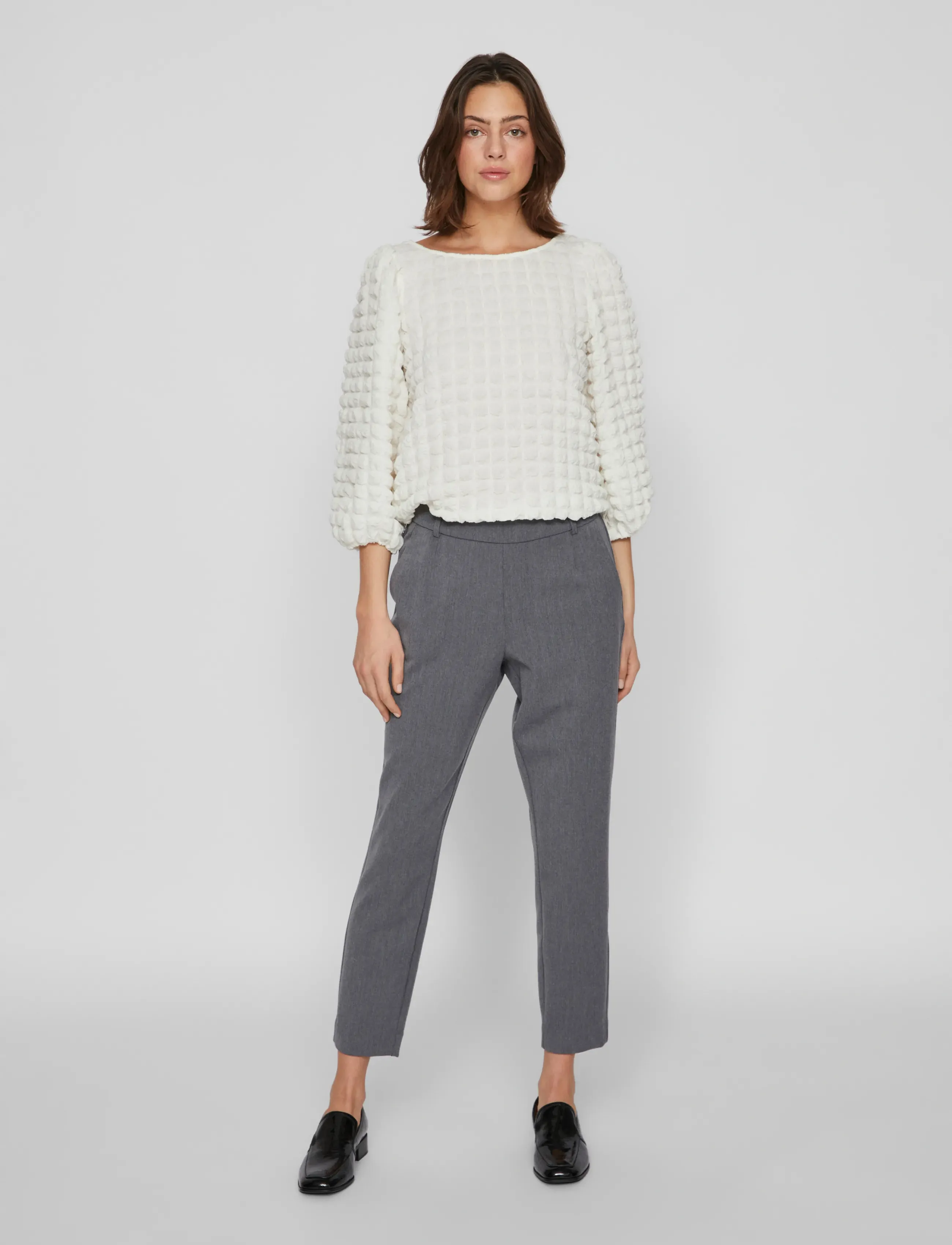 Vila VIVARONE HW SLIM PANT - NOOS - Tøj - MEDIUM GREY MELANGE / grey