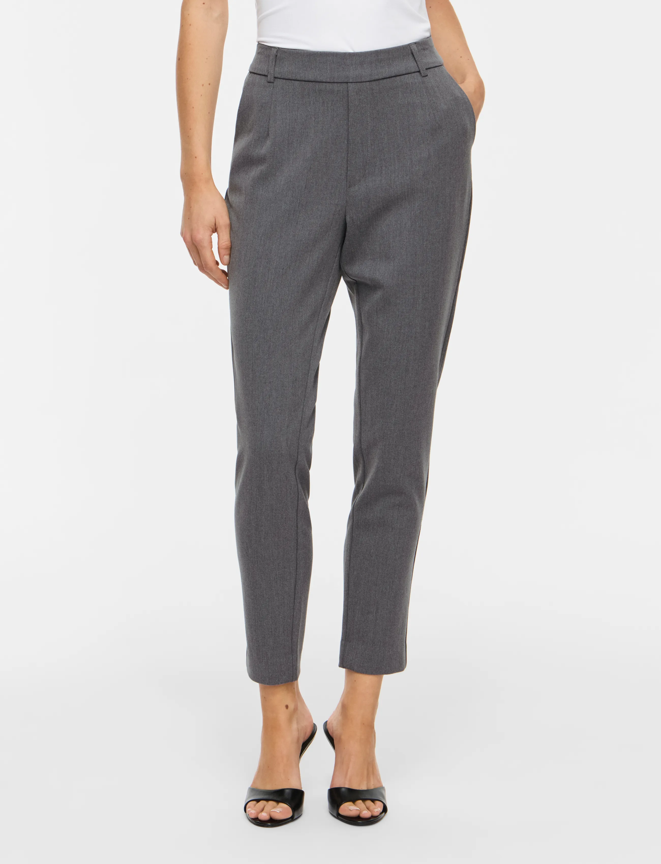 Vila VIVARONE HW SLIM PANT - NOOS - Büromode - MEDIUM GREY MELANGE / grey