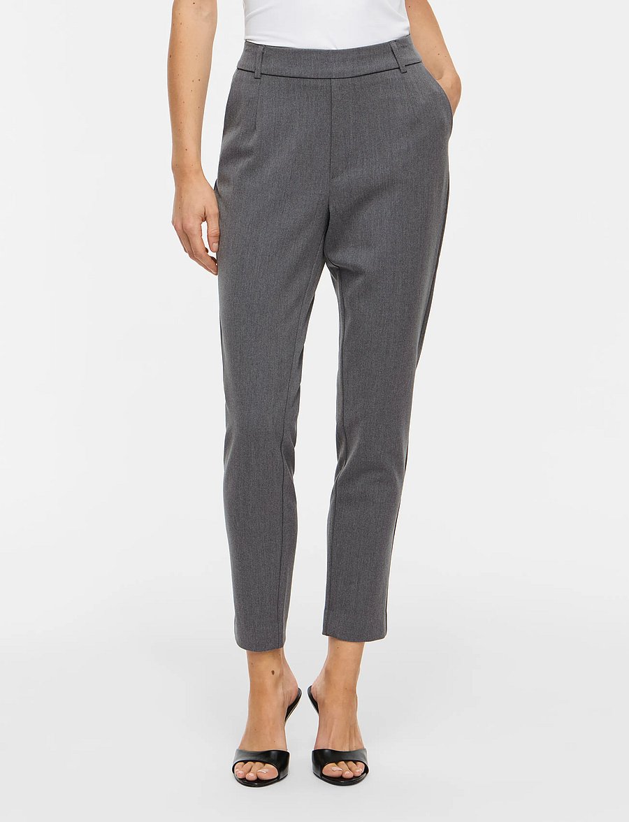 Vila - VIVARONE HW SLIM PANT - NOOS - kitsad püksid - medium grey melange - 0